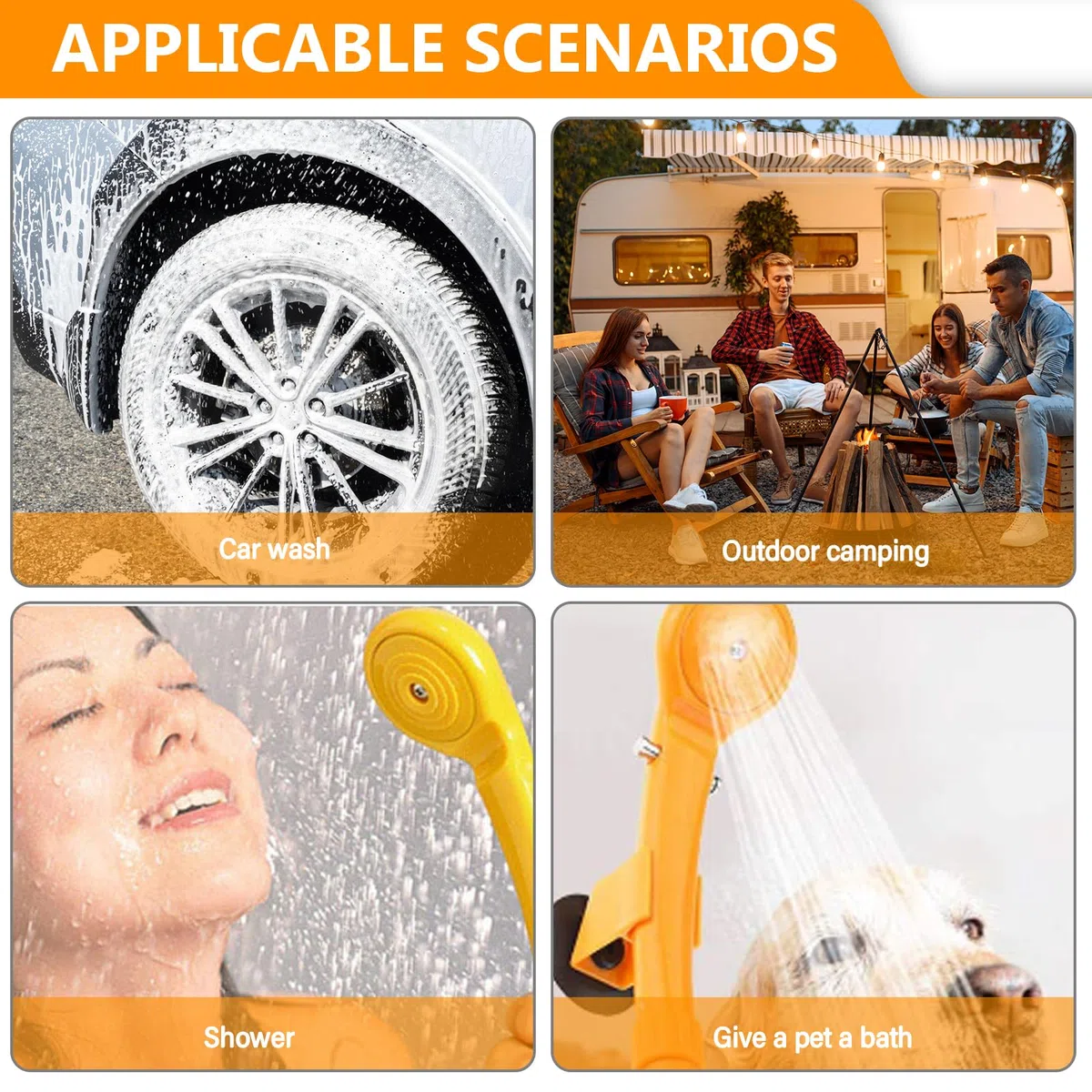 PORFOYO Douche De Camping 12V Douche Portable, Douche Camping avec Pompe Camping Douche Extérieure Kit De Douche Mobile avec Pommeau De Douche Et Tuyau, pour Randonnée, Camping, Nettoyage des Animaux