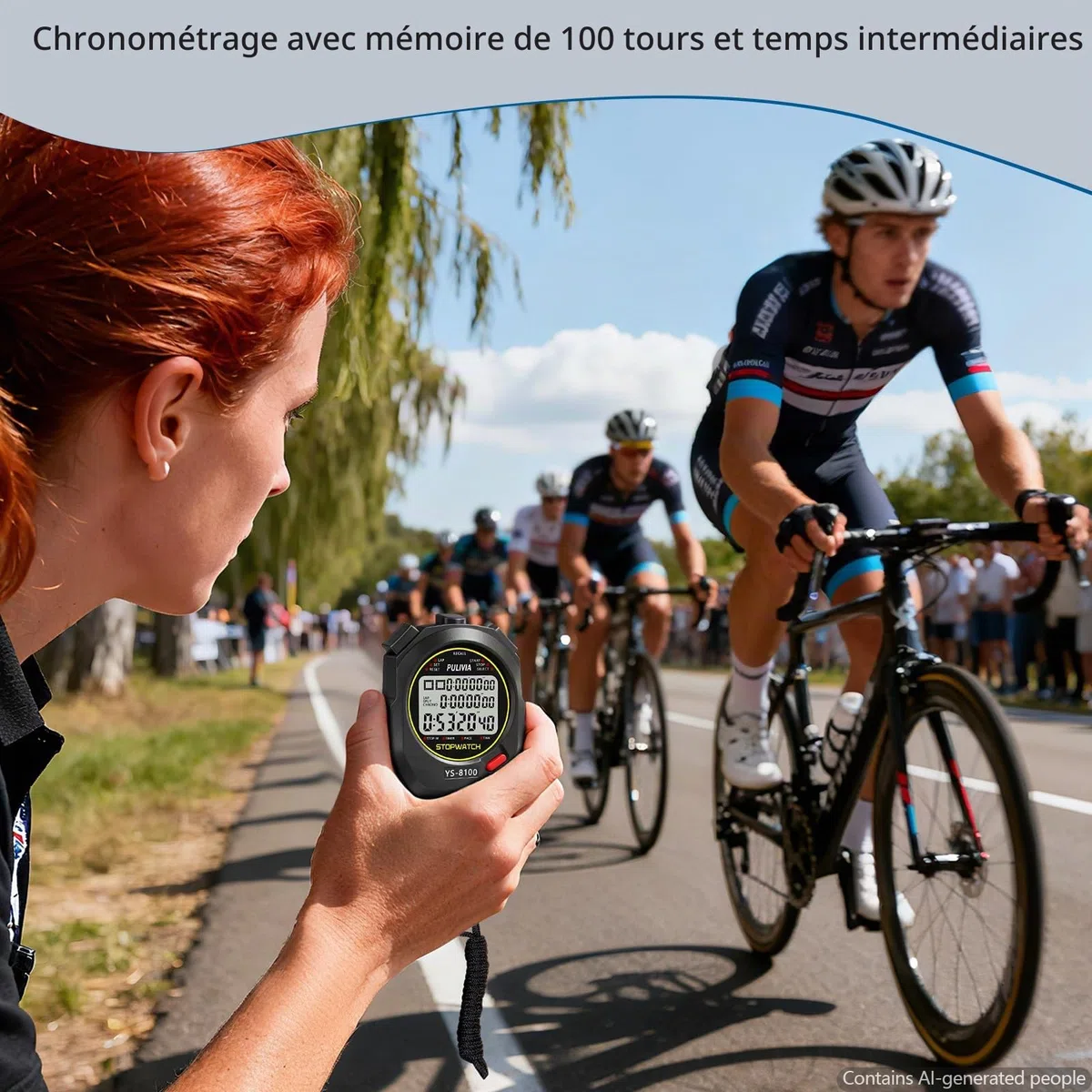Chronomètre Sport 100 Tours/Splits Chronomètre à ReboNumérique avec Compteurs Horloge Alarme Calendrier, Grand écran Chronometre pour Entraîneurs Course à Pied Sport Entraînement, Noir