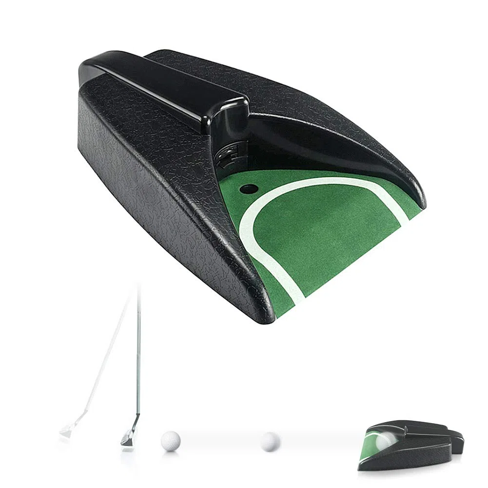 Tapis de Putting Portable Professionnel - Retour de Balle Automatique - Mini Golf pour Entraînement Intérieur et Extérieur