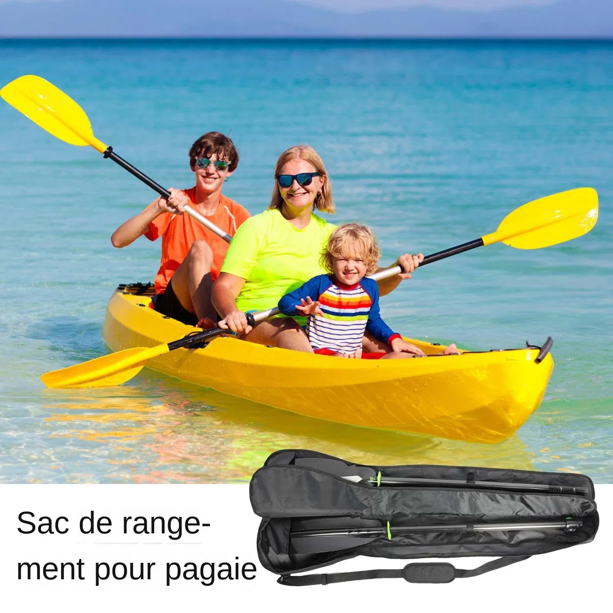 Générique Housse Rangement Pagaie Kayak - Tissu Oxford 130x25x7cm | Sac Doubles-Têtes | Organisateur Imperméable Trois-Sections avec Sangle Ajustable pour Sports Bandoulière Réglable