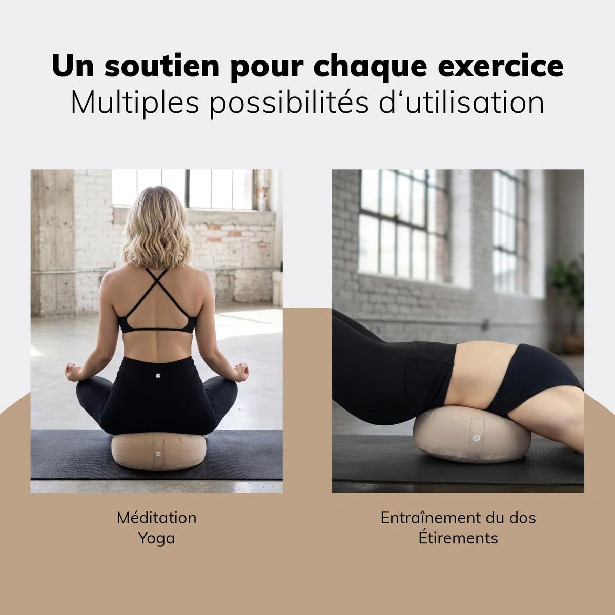 MYLILY Coussin de Yoga Méditation – Coussin Yoga Rond Ø 29 cm – 10 cm Plat & 255 g léger – de Sol avec Housse Coton Lavable – Vegan – Beige