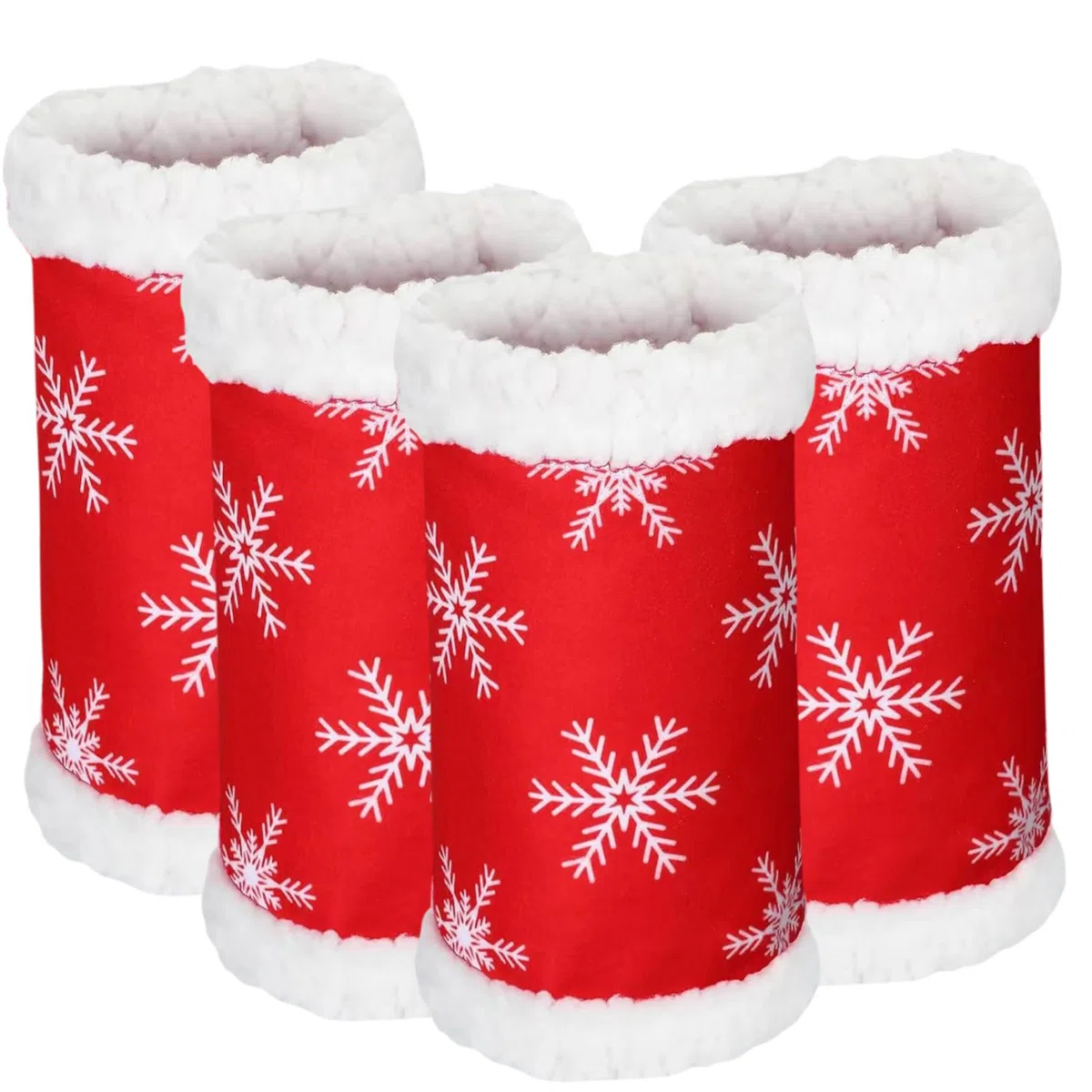 4pcs Horse jambe enveloppe de Noël sur le thème de la jambe de cheval rouge sur le thème de Noël enveloppe de la peluche épaisse douce enveloppe pour les chevaux avec du ruban de boucle et de hook