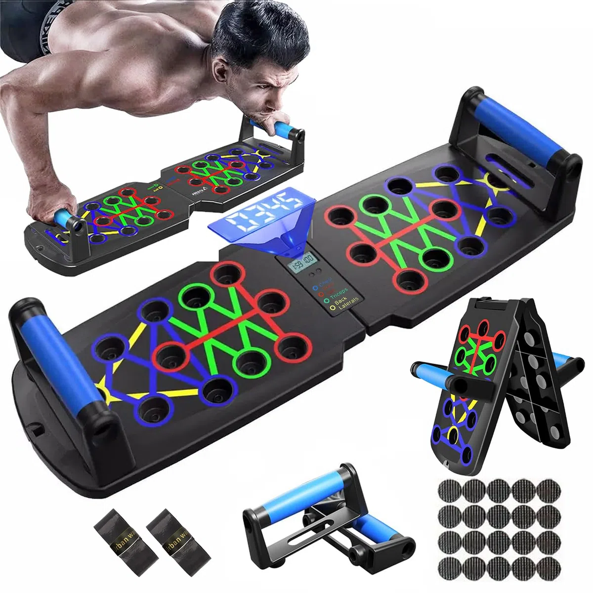 Push up Board Planche Pompe Musculation, Push Pro Machine Musculation Maison Planche a Pompe avec Antiglisse Poignées, Planche Push up Bar avec Fonction de Comptage