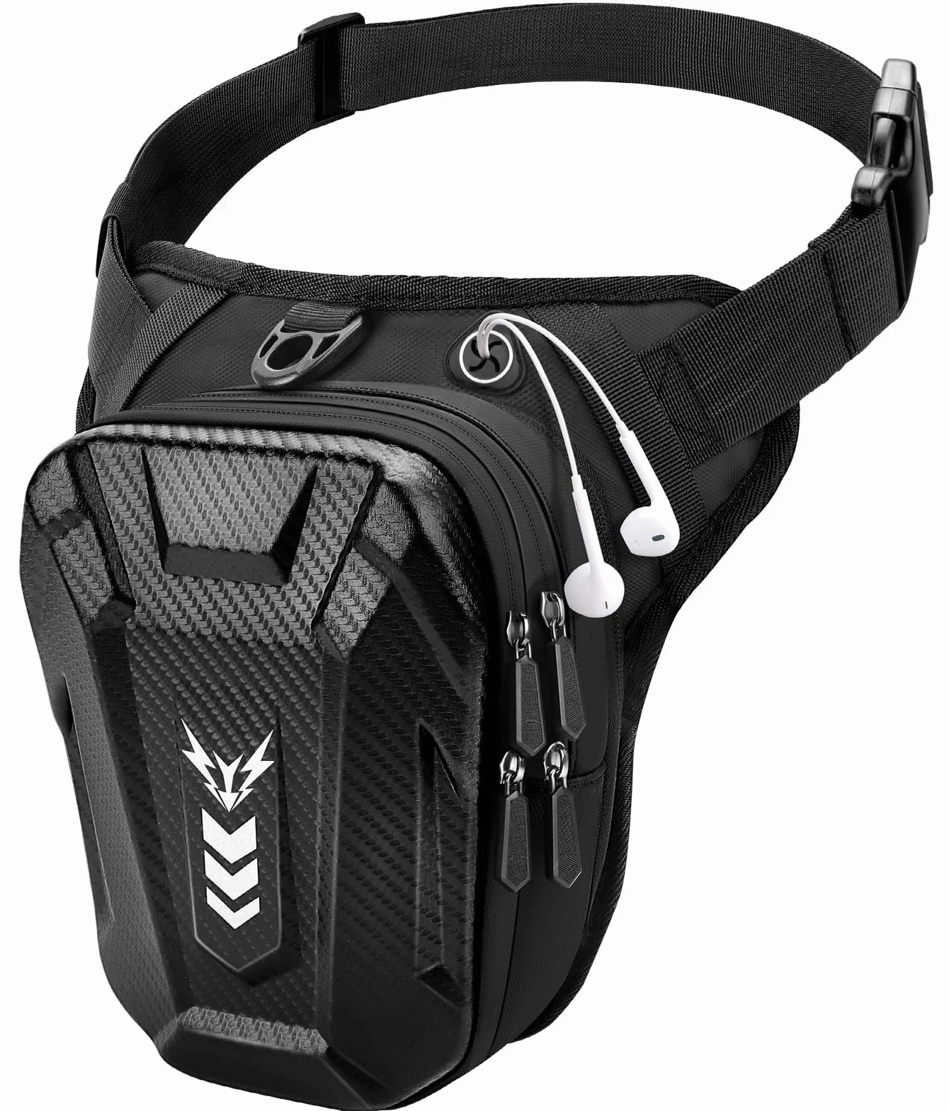 Sacoche de Jambe Moto, [Capacité Extensible] Sac Banane Pochette Ceinture Homme & Femme, Coque EVA, Bande Réfléchissante et Sangle de Jambe Réglable, Leg Pack pour Cyclisme Course Randonnée