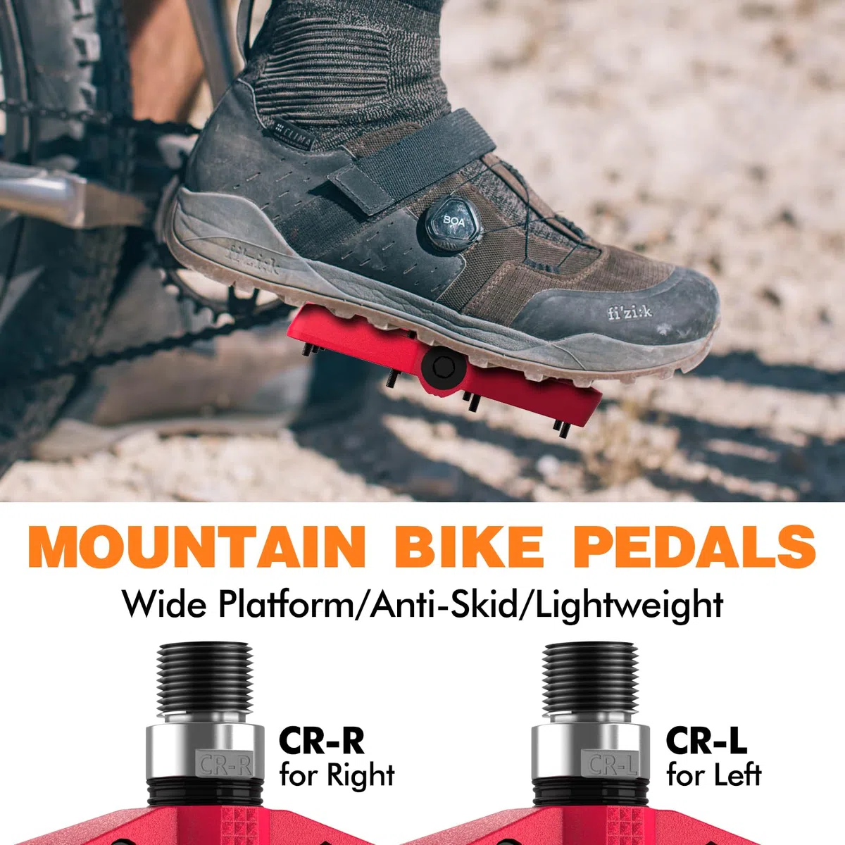 LYCAON Pédales de vélo - Pédales de vélo de Course/VTT - Antidérapantes - Broche CR-MO - Pédales Plates antidérapantes pour VTT 9/16"