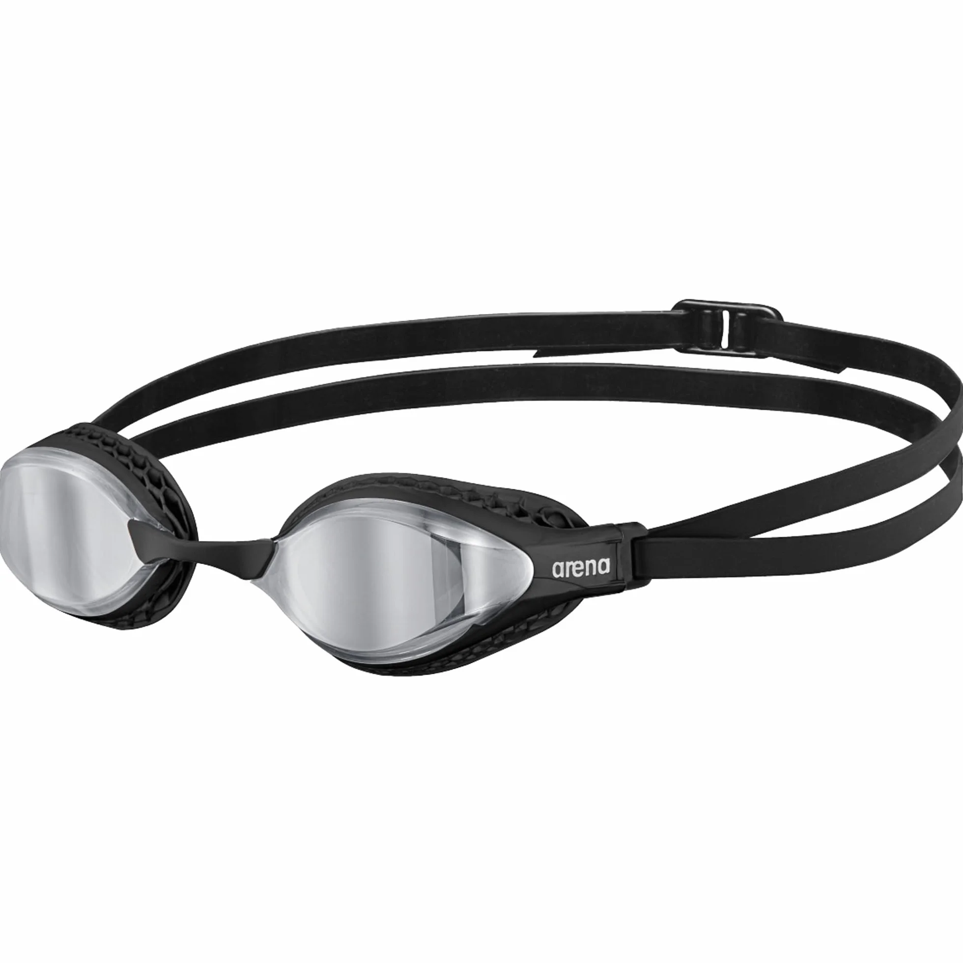 Arena Airspeed Mirror Lunettes de Natation Anti-Buée pour Adultes et Unisexe, Lunettes de Piscine avec Verres Larges, Protection UV, 3 Ponts de Nez Interchangeables, Joints nid d'abeilles, Noir