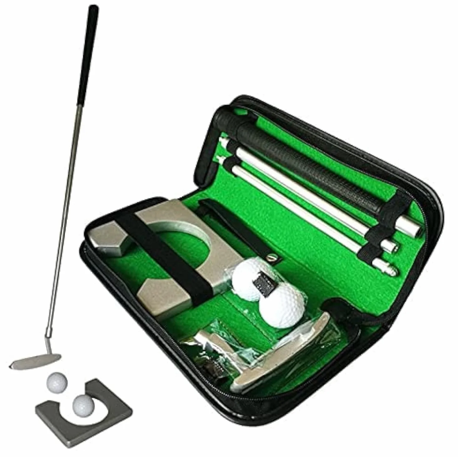 Kit De Putting De Golf, Ensemble D'entraînement Portable avec Putter, Balles et Sac - Cadeau Indoor
