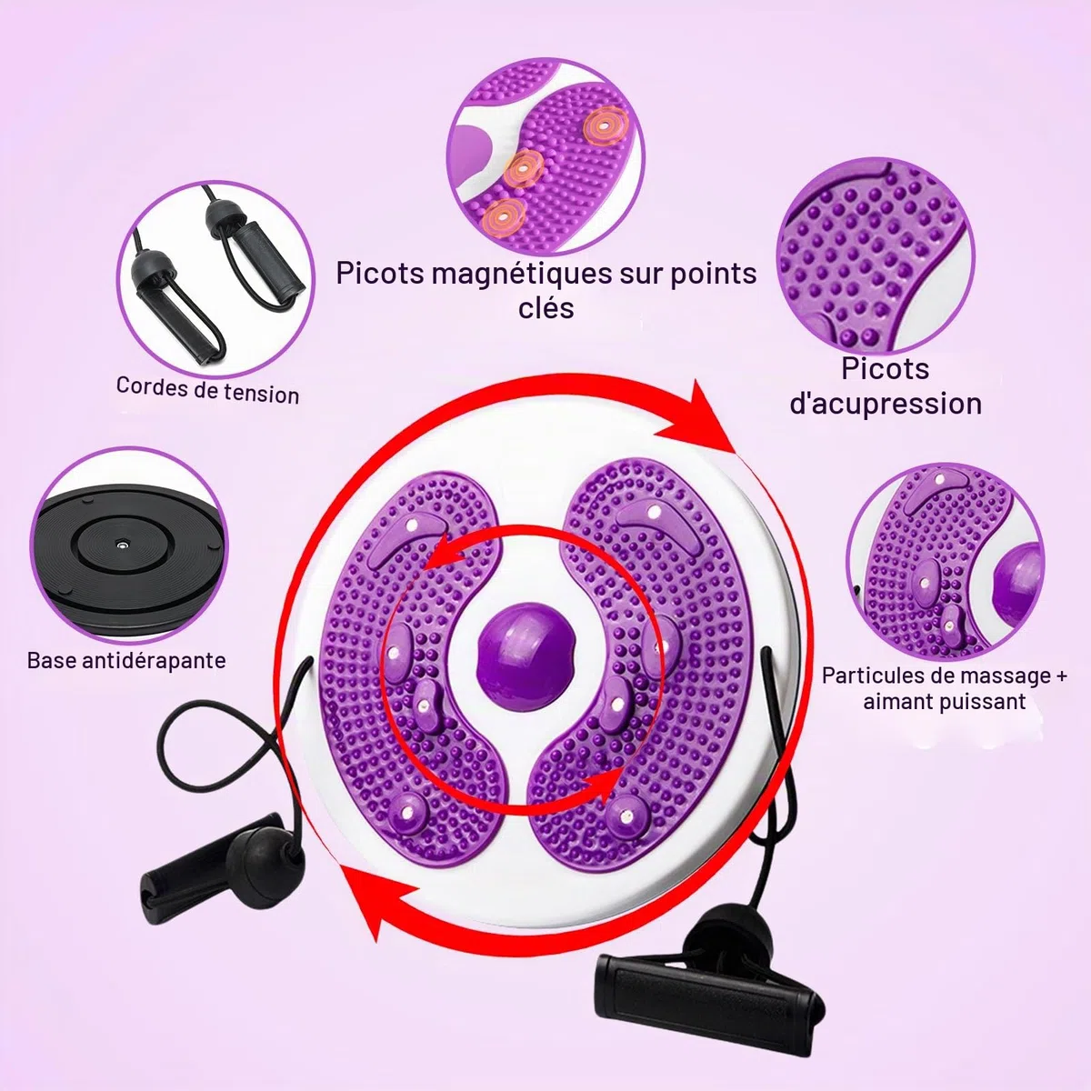 Waist Twisting Disc,Waist Whisper Exercise,Twist Waist Disc Board with Drawstring,Exercise for Waist Home Gym Equipment Twist Board Exercise with Massage Foot Sole