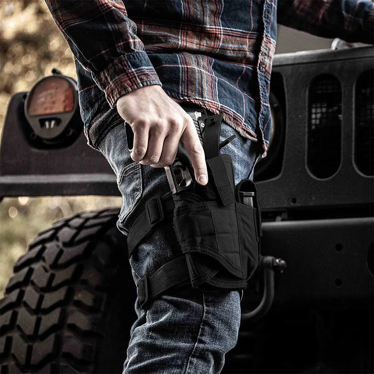 Etui à Pistolet Holster De Cuisse Jambe Droite, Tactique Cuisse Holster, Holster Réglable Armée Pistolet Pouch Jambe Cuisse Holster pour Police Armée Chasse Sport Combat