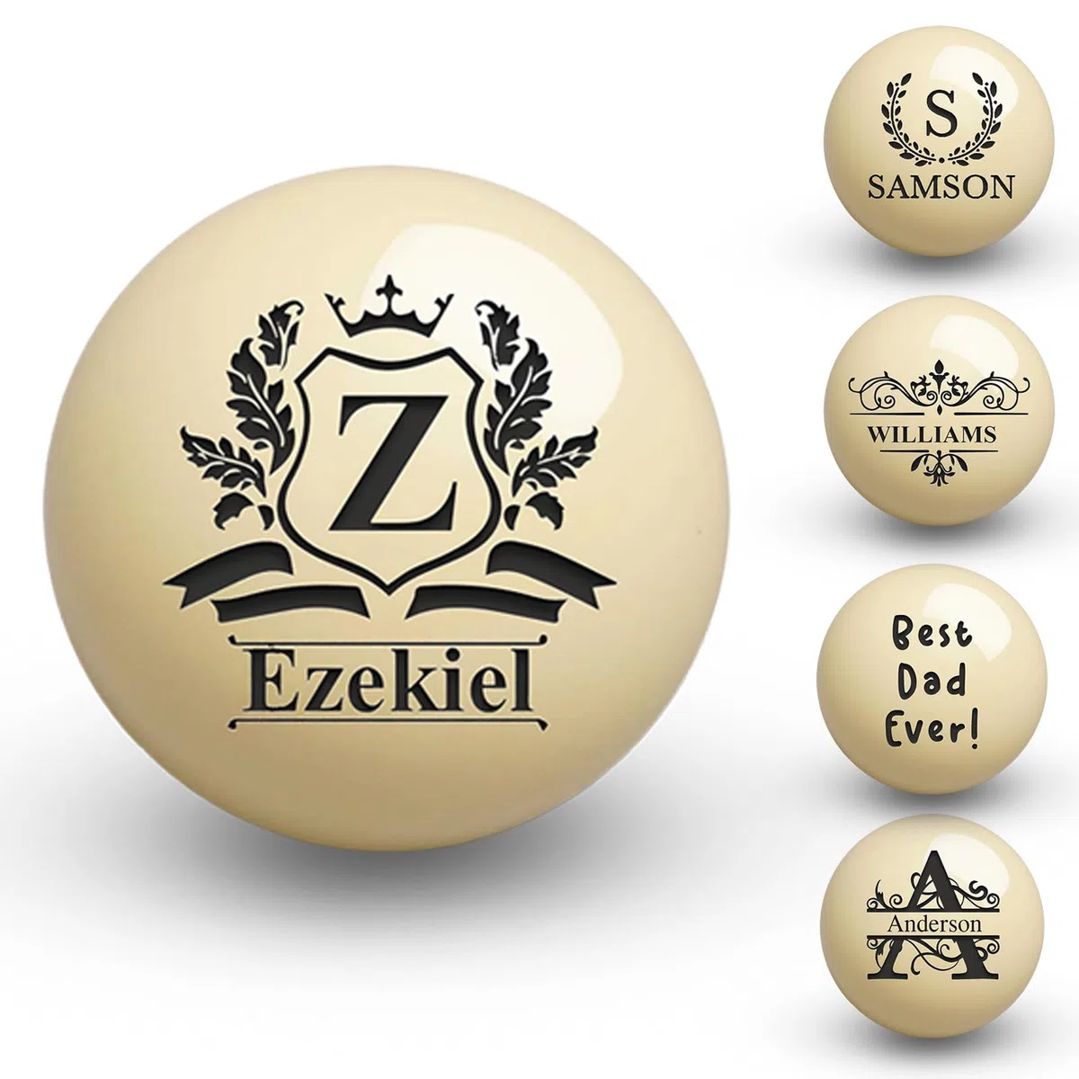 Boule de Billard personnalisée avec étui, Gravure de Texte ou Logo, Monogramme personnalisé, Boule de 57 mm, Cadeau d'anniversaire pour Papa, Mari, Amateur de Billard