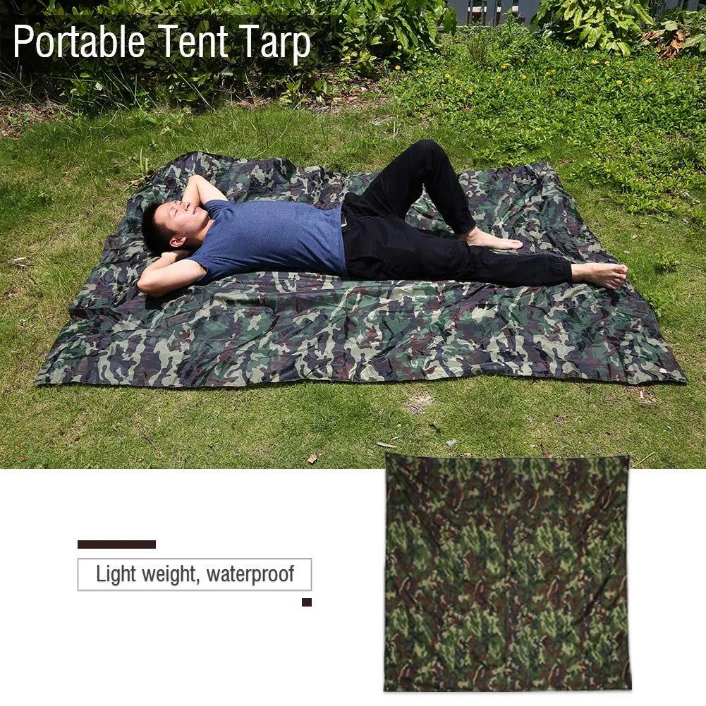 OKJHFD Étanche Camping Abri Tente Bâche,Camouflage Extérieur Portable Léger Imperméable À La Pluie Tapis Raintent Bâche Abri Plage Pique-Nique Couverture Tapis Bâche(3x2.9m)