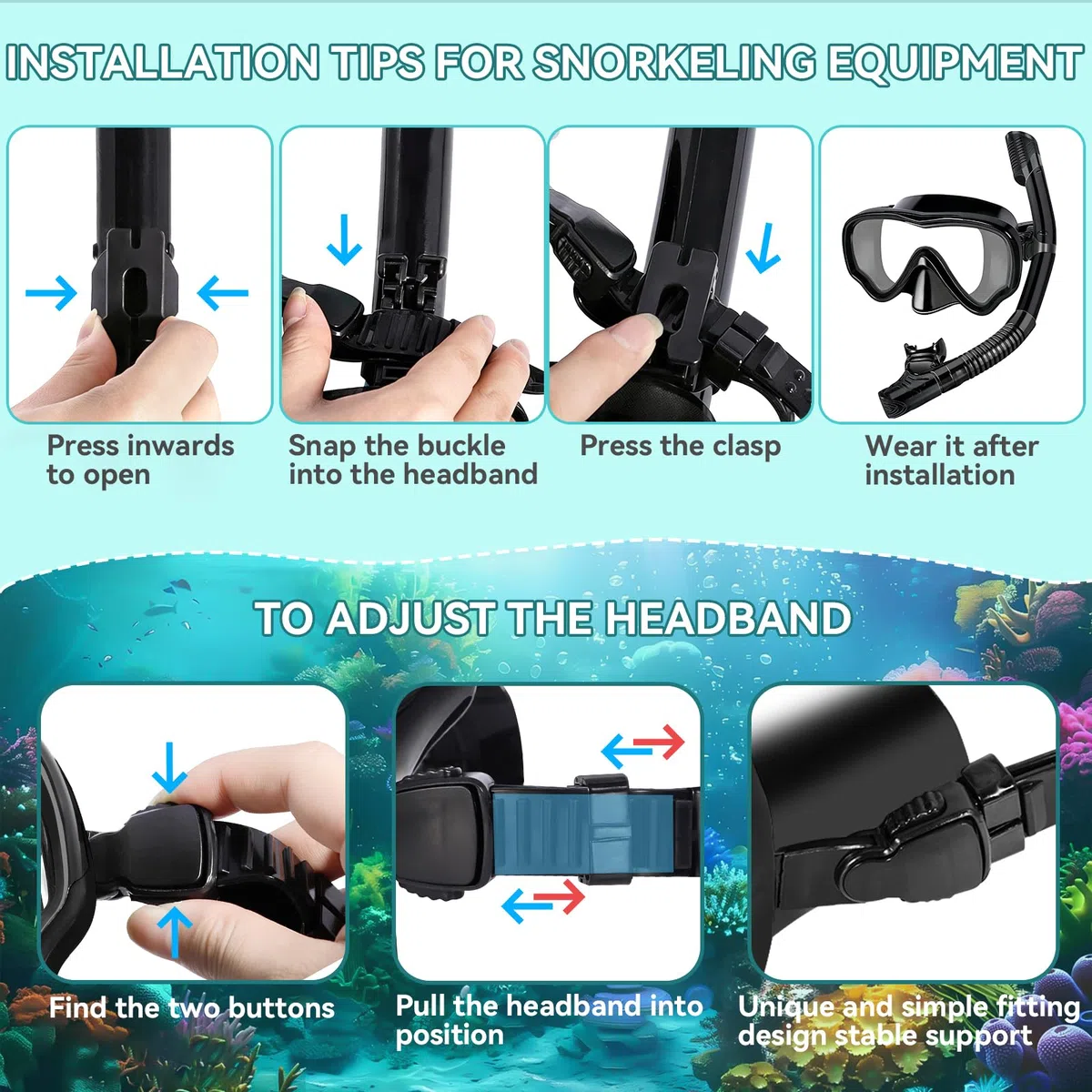 Masque de Plongée pour Adulte, Masque de Plongee avec Tuba, Lunettes de Plongée Panoramiques Anti-buée Anti-Fuite, Masque de Plongée pour la Plongée en Apnée, la Plongée en Apnée, la Natation