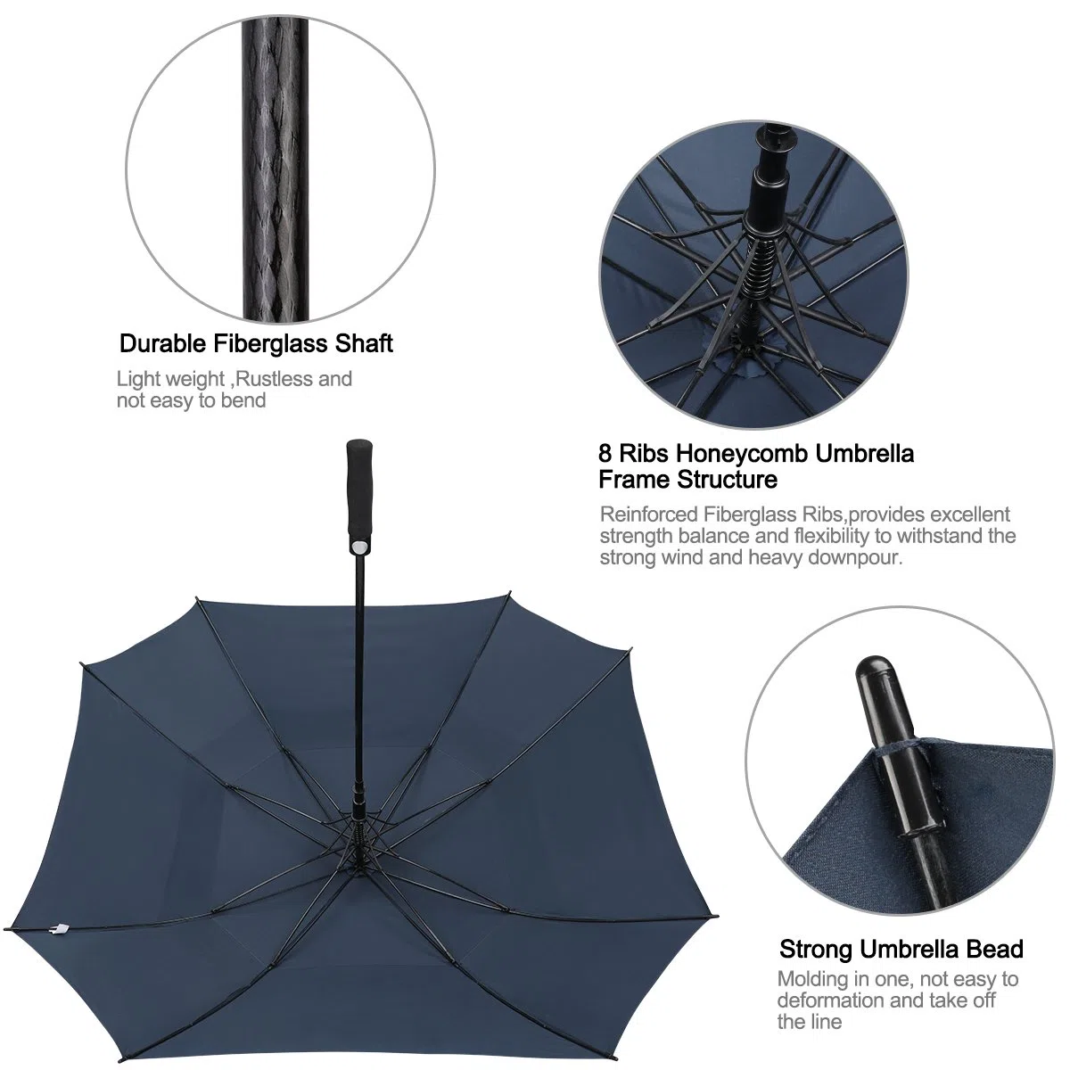 G4Free Parapluie de Golf 55/61/69/72 Pouces Coupe-Vent Double Canop¨¦e Ouverture Automatique Extra-Large Solide pour Hommes Femmes