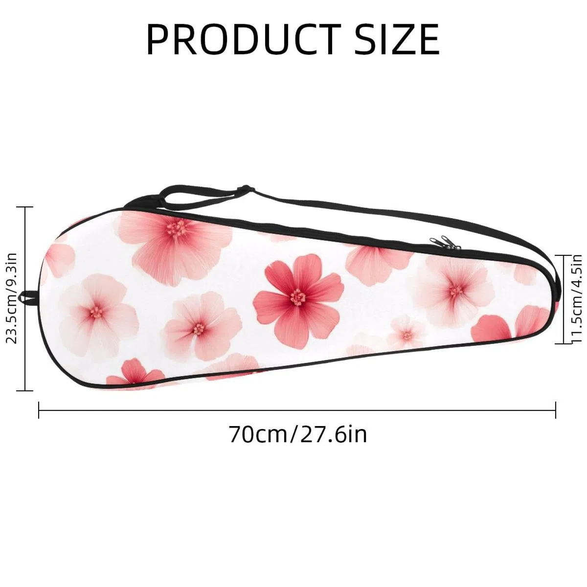 Housse de raquette de badminton légère rembourrée avec bandoulière réglable, motif floral frais