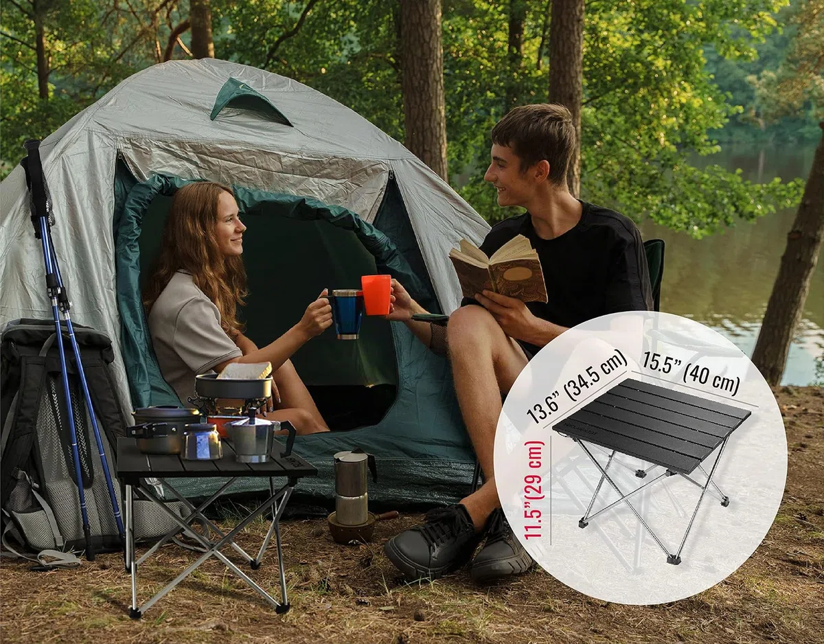 TREKOLOGY Petite table de camping pliante - Table de plage légère et portable pour l'extérieur