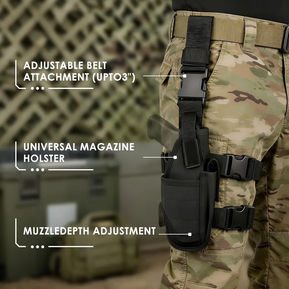 Etui Holster De Cuisse Réglable Jambe Droite Unisex-Adult pour Armée Tactique Airsoft, pour activités en extérieur, Portage d'outils, Cosplay