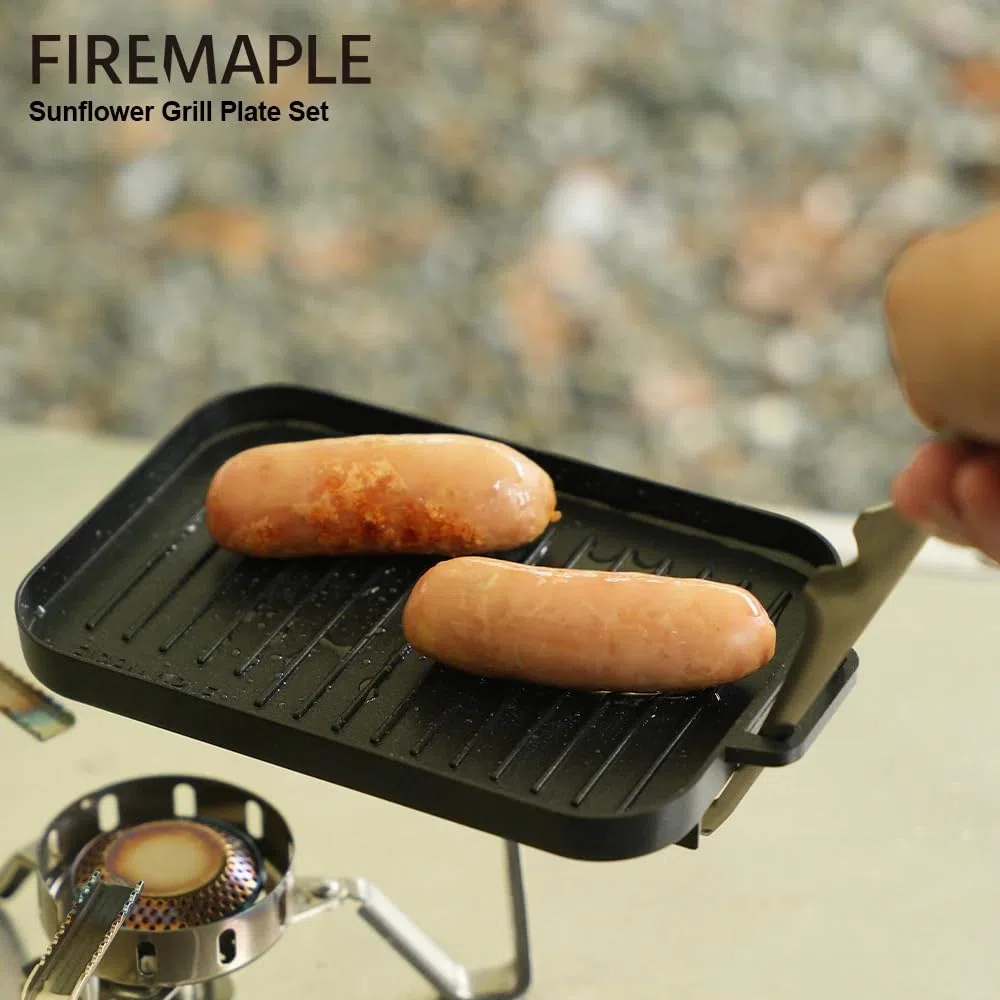 Fire-Maple Sunflower Plaque de Grill Ensemble Mini Gril Compact en Alliage d’Aluminium avec Pinces en Acier Inoxydable - Kit de Chauffage Portable pour Utilisation Intérieure et Extérieure