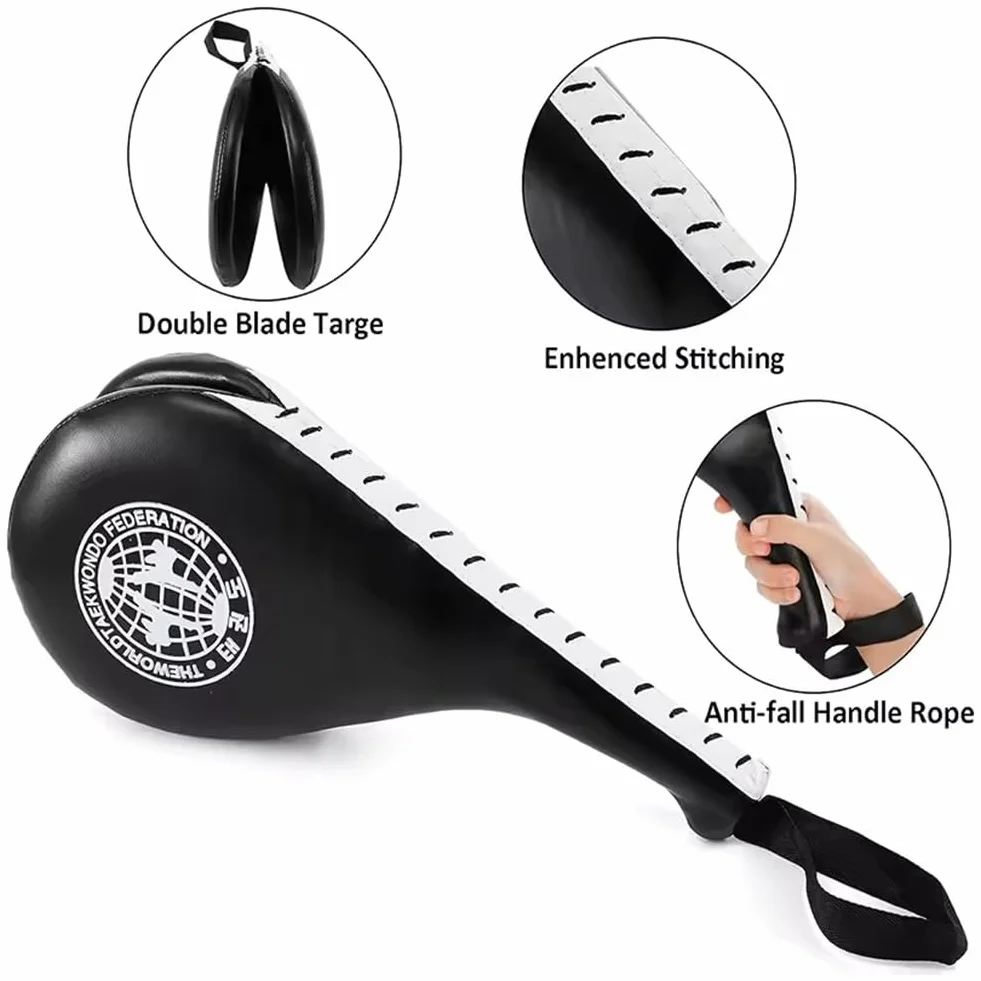 TMRBBesty Raquette Taekwondo, Coussinets de Frappe pour Taekwondo, Kickboxing Karate Kicking Target, Design à Double Couche, Noir, Polyuréthane