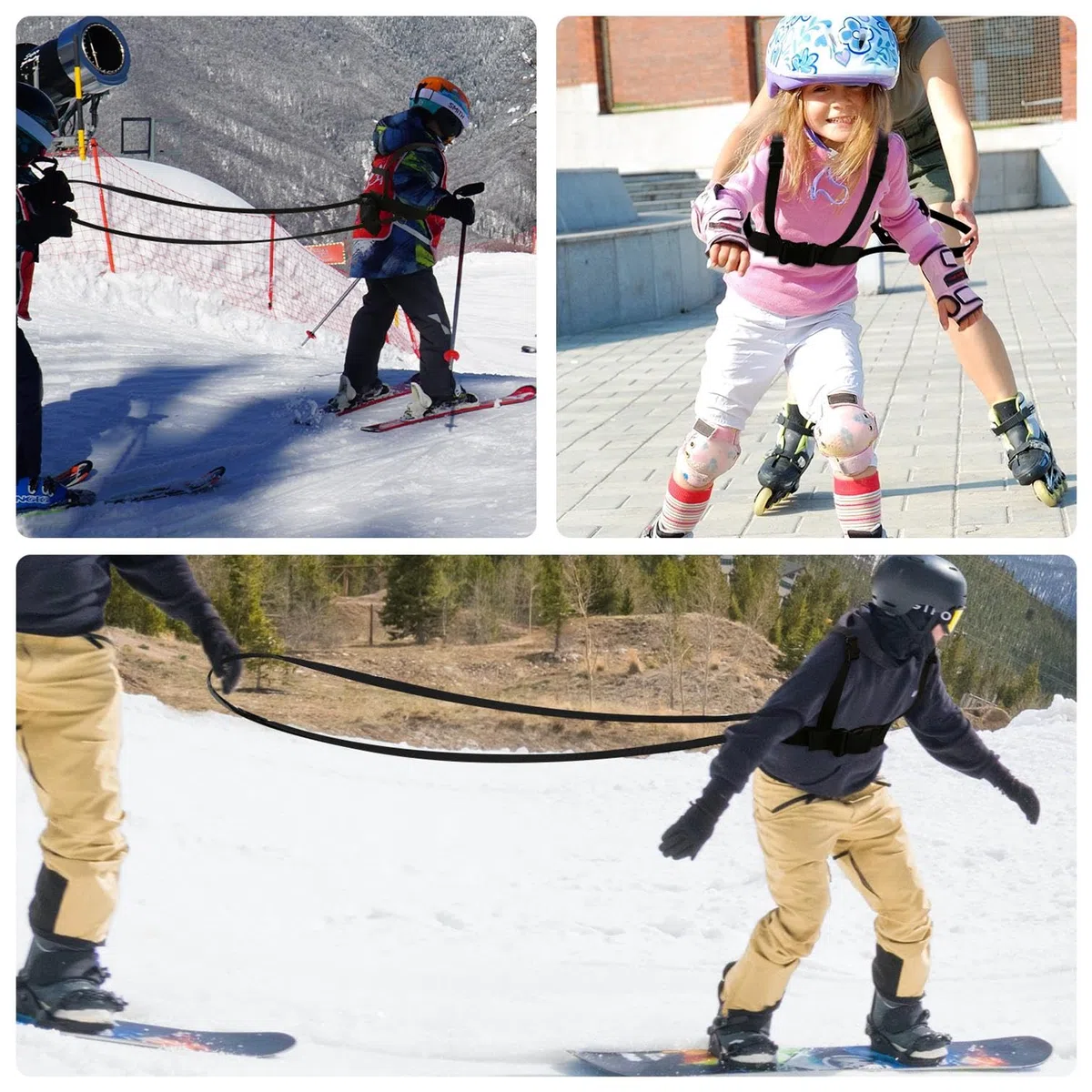 BOXOB Harnais de Ski et de Snowboard pour Enfants, Harnais Ski avec Laisse et Sac Amovibles, Enseignement du Contrôle de la Vitesse Accessoires de Ski pour Enfant Garçon Fille Débutants