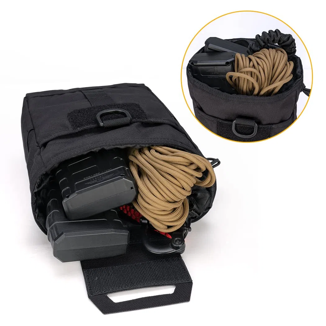 IDOGEAR Pochette de Décharge Tactique Pochettes à Cordon pour Ceinture Tactique Gilet Sac à Dos Pochette Utilitaire Pliable
