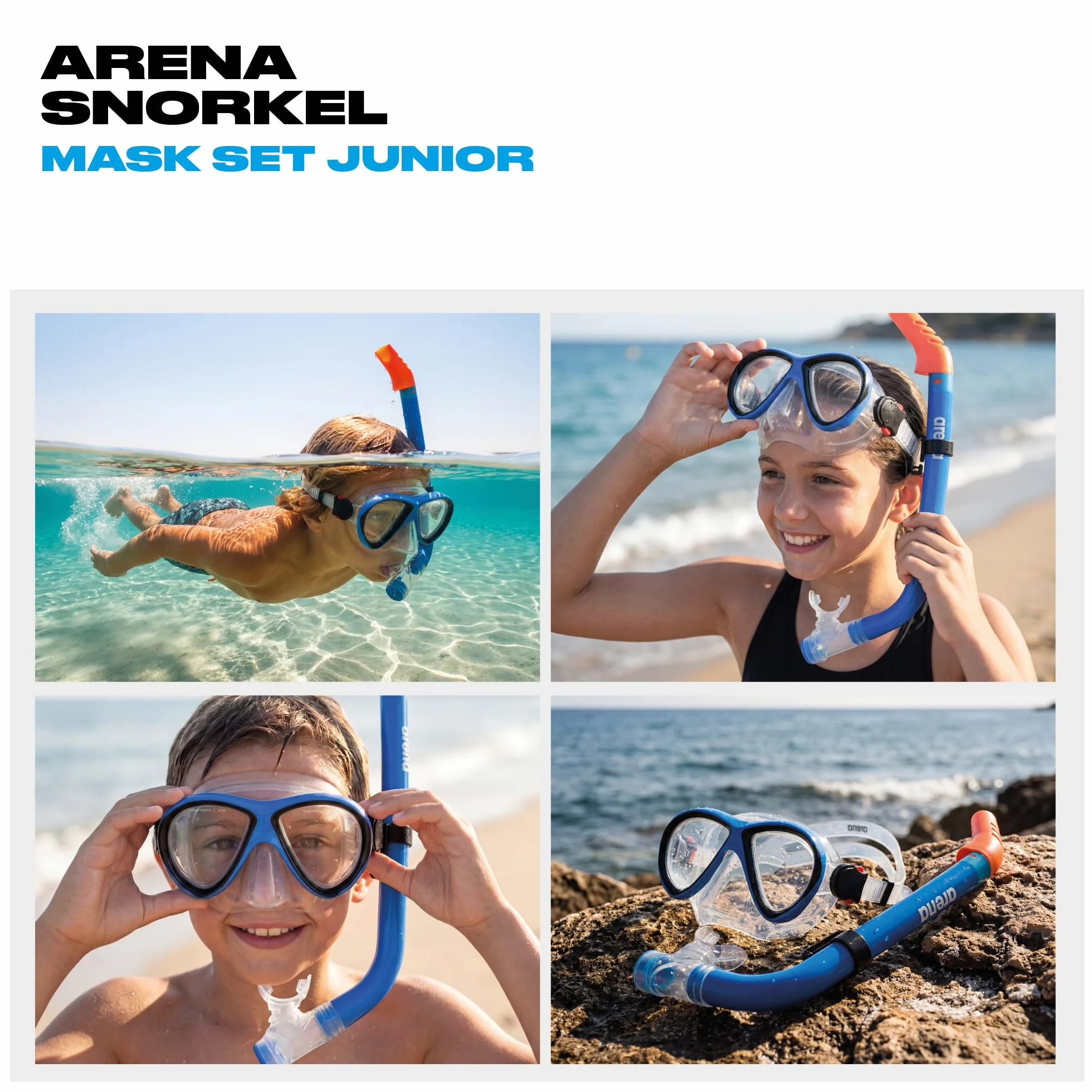 Arena Ensemble Masque et Tuba Enfants, Masque de Plongée, Masque de Mer, Tuba Snorkeling pour Fille avec Technologie Anti-Infiltration, Tuyau Flexible avec Soupape de Purge, Silicone Hypoallergénique