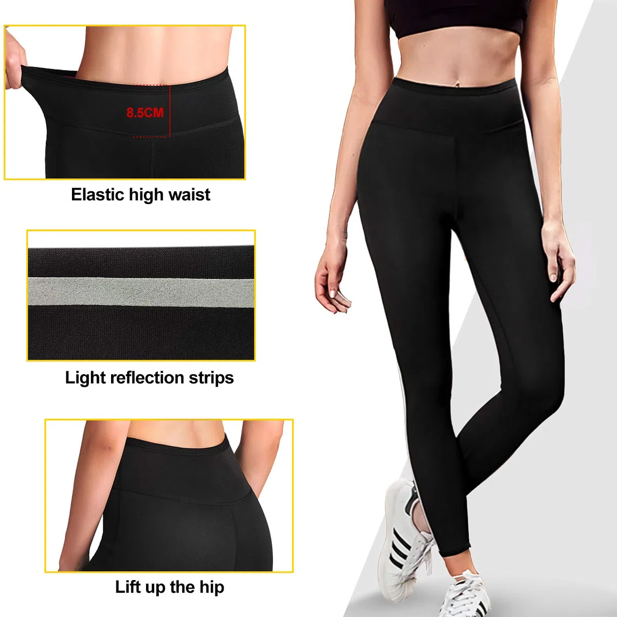 Sudation Pantalon Amincissante Ventre Plat Maigrir Leggings Poches Sauna Suit Entraînement en Néoprène Formateur Shaper Exercice Fitness Gym Yoga Sport Femme