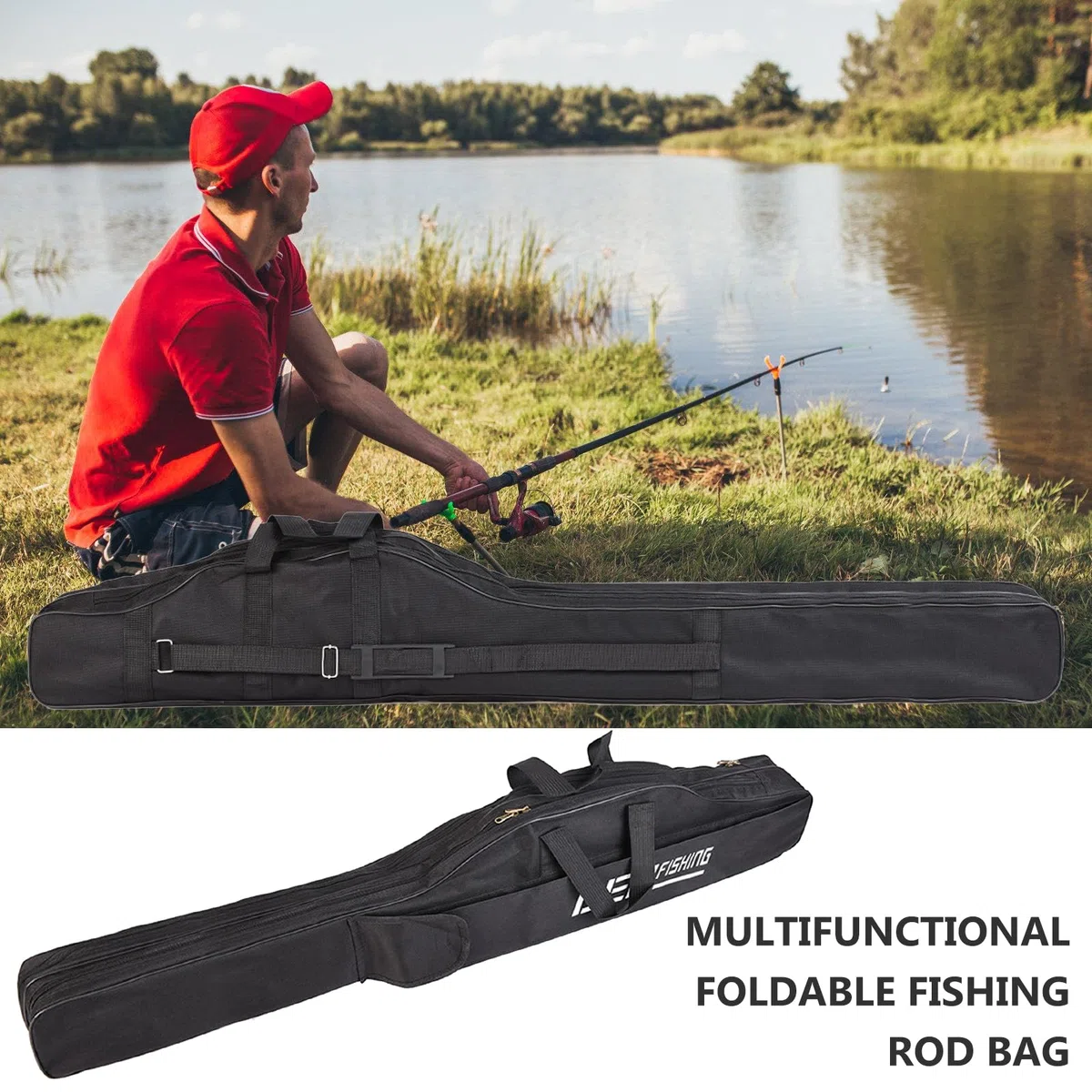 Fourreau Canne A Peche, Sac De Peche 3 Couches, 150cm Sac De Canne À Pêche Portable, Canne À Pêche Moulinet Sac A Dos Peche, Accessoires De Pêche Housse Canne A Peche Pliable(Noir)