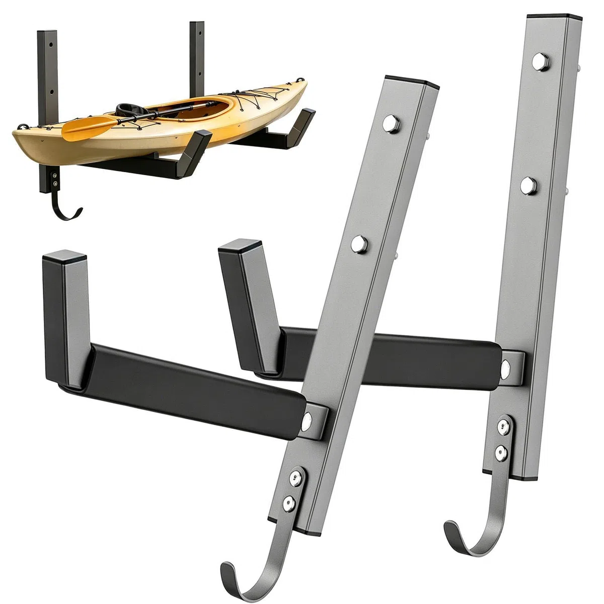 Support de rangement pour kayak pour garage, capacité de 90,7 kg, support de rangement pour planche de surf – pour clôture, maison, abri de jardin, appartement, intérieur ou extérieur, planche à neige