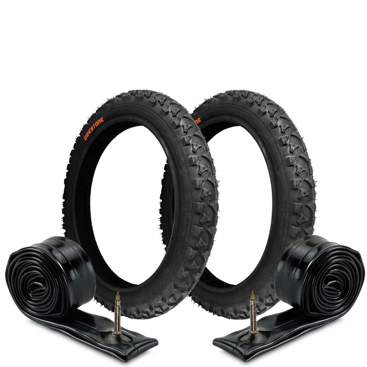 ECOVELO 2 pneus 12 1/2 x 1,75 2 1/4 (47-203) + chambres à air pour vélo de montagne enfant | pneus VTT noirs pour vélo