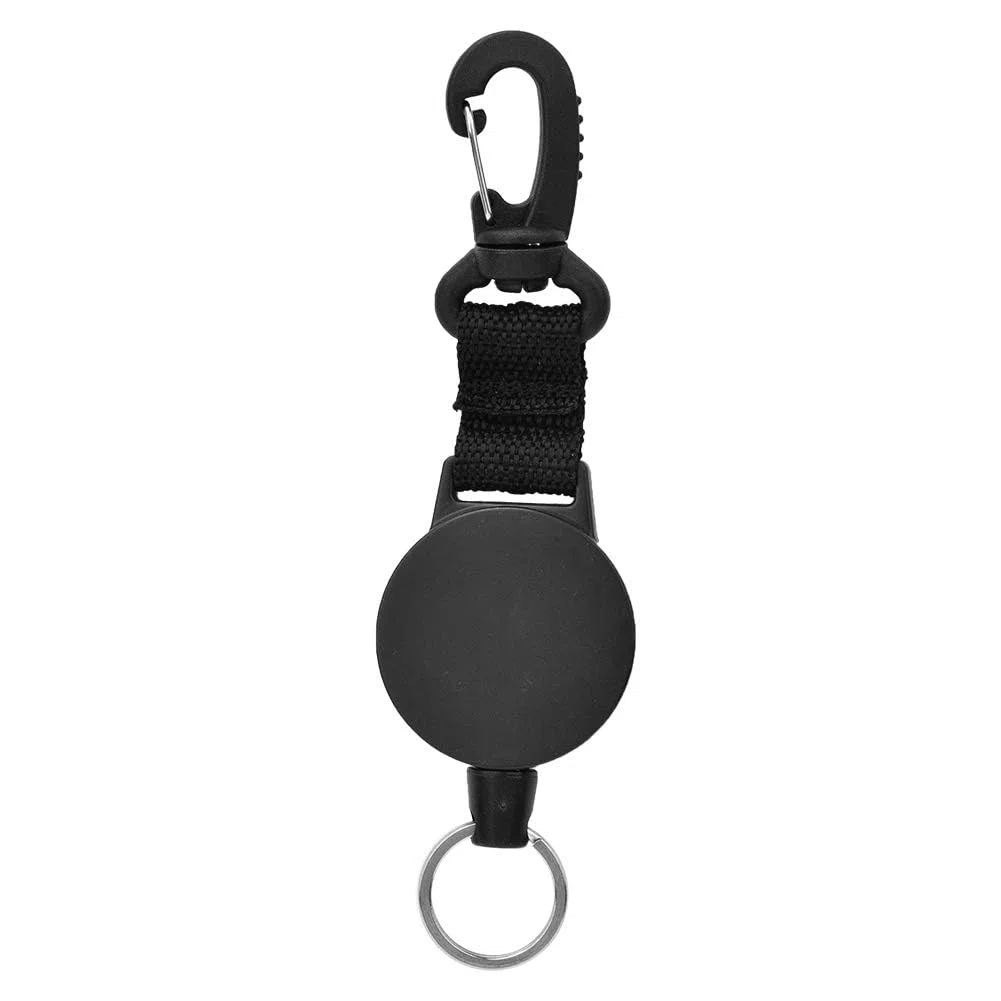 Alomejor 1PCS Corde Télescopique de Plongée Extensible avec Boucle Crochet Porte-clés en Acier Inoxydable avec Corde de 27,4in et Boucle à Dégagement Rapide pour la Plongée