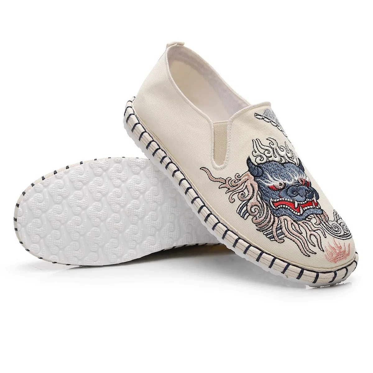 Chaussures Traditionnelles Chinoises De Vieux Pékin Pour Hommes Et Femmes, Chaussures Brodées Exquises, Chaussures De Kung Fu Tai Chi, Équipement De Protection Des Pieds Pour Arts Martiaux(White,42 EU