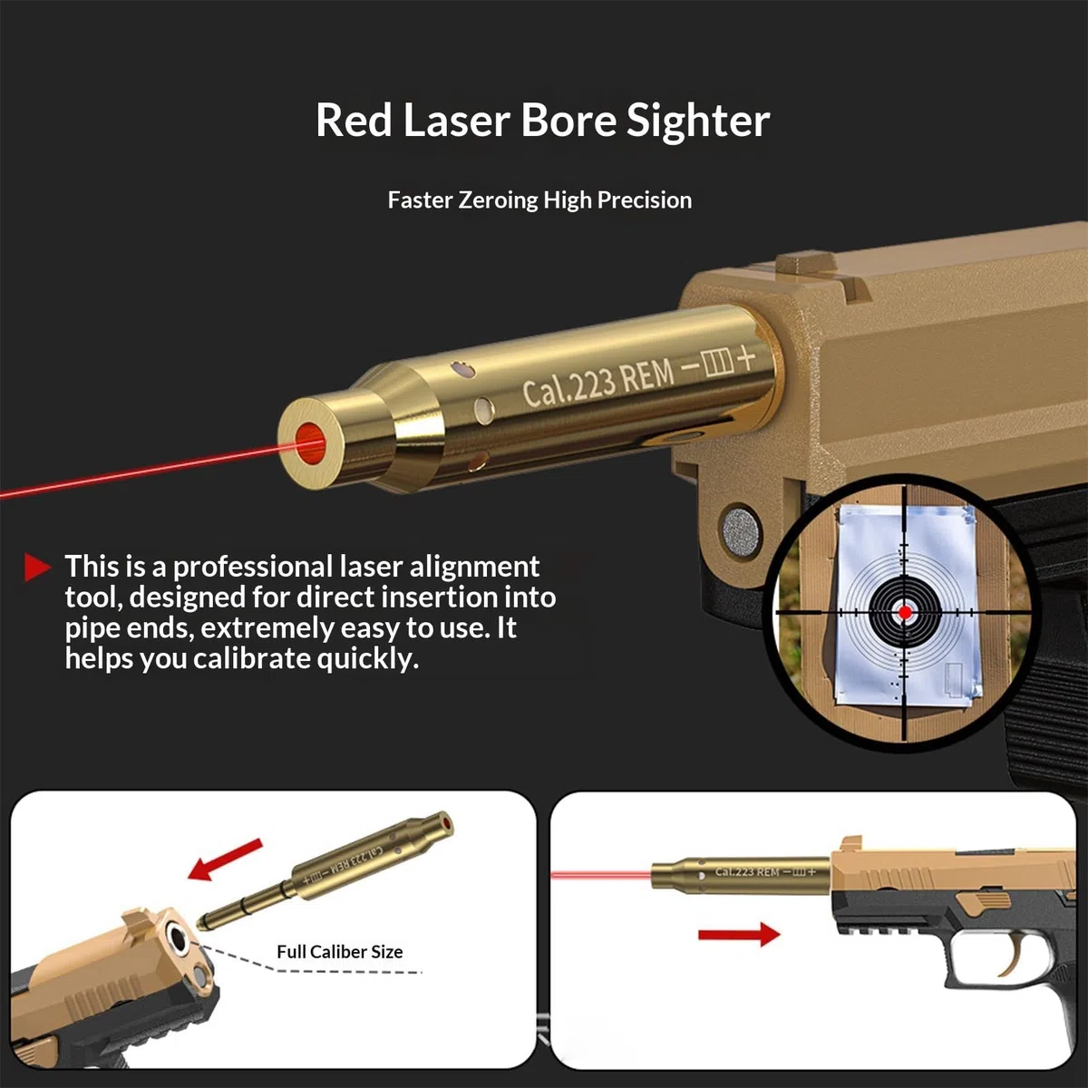 Collimateur Laser 4,5 mm (0,177")/27 mm/6,5 mm/9 mm/22LR pour Armes à air comprimé | Calibrage Rapide des Lunettes de visée - [Usage Exclusif pour Les activités Sportives]