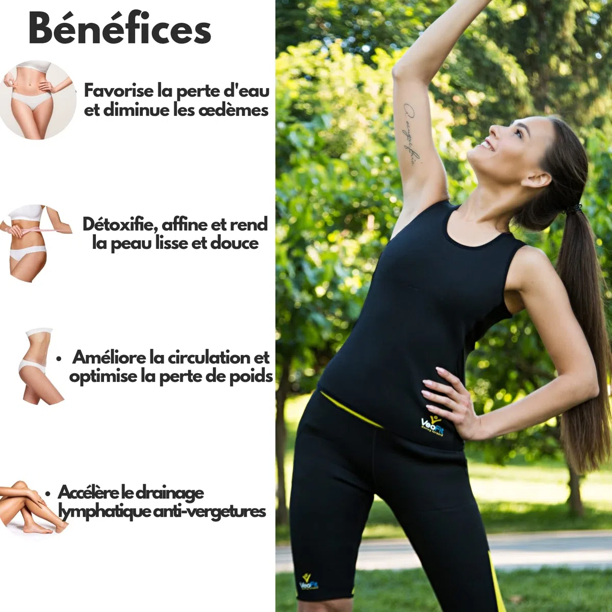 VeoFit Débardeur de Sudation - Gilet: Vêtement Haut Minceur - Top Femme Tonifie Le Ventre et Les Hanches pour Une Peau Plus Ferme et Une Silhouette affinée
