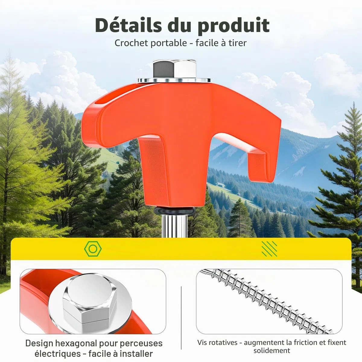 12 piquets de Tente Stables Piquet de Tente a Visser Camping perçables Sardines Camping Robuste piquets de Sol antirouille 25cm Piquet de Camping (Orange 12PCS)
