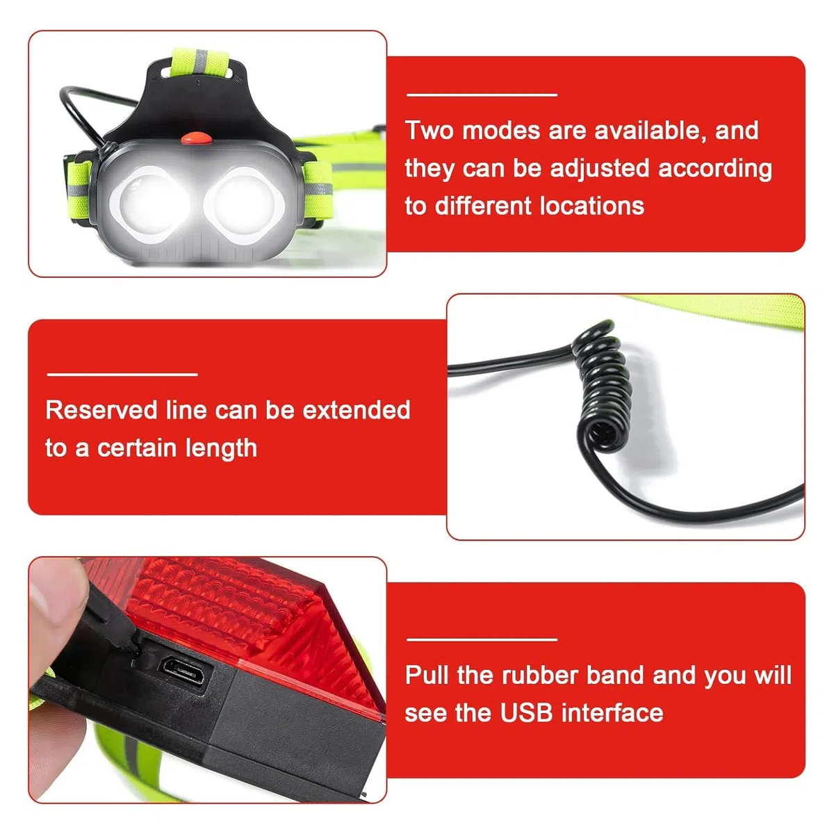BORDEAG Lampe Course À Pied, 350 Lumens, USB C Rechargeable, XPG-Leds, Éclairage Pour Course, Lampe Running Pour Jogging Camping Extérieur
