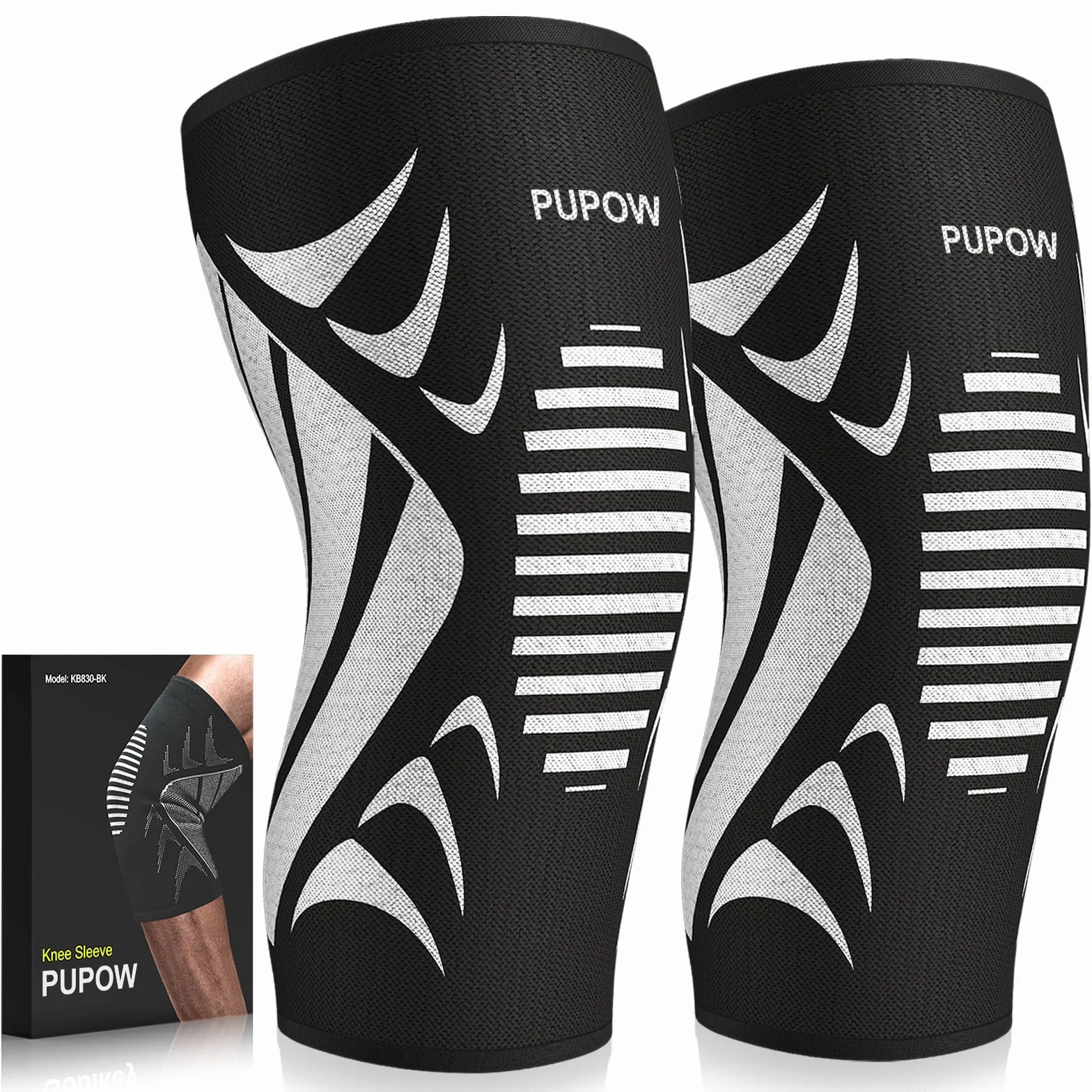 Genouillère Sport, 2 Pièces Genouillère Élastique Respirant, Genouillère de Compression Sports, Genouillère Rotulienne et Ligamentaire, Genouillere Arthrose Genou pour Volley-Ball, Course- M: 35-41CM