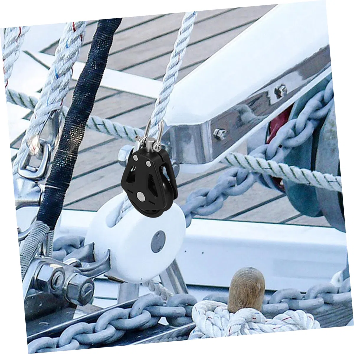 Poulie Double pour Bateau en Nylon et Acier Inoxydable avec Roulement Pivotant, Installation Facile, pour Marine et Équipement de Musculation, Lot de 2 Pièces