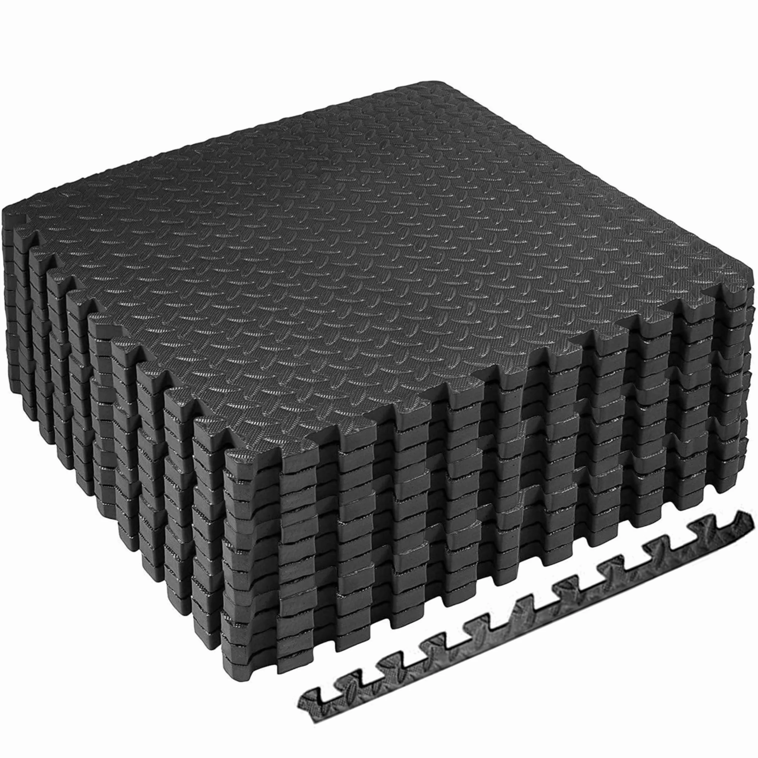 Techfit Tapis de Gym Puzzle en Mousse EVA, Lot de 12 pièces 31,5 x 31,5 x 1 cm, Comprend 18 Bords, Sol caoutchouté antidérapant pour Tatami Gym et Fitness, Neoire-Gris Foncé