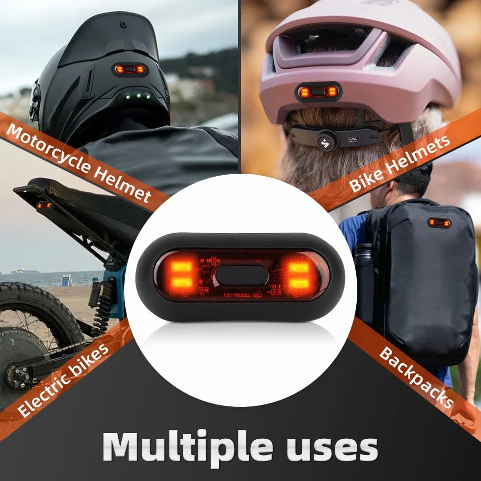 Riloer Casque de Moto Veilleuse Bande de Cyclisme Signal de sécurité Voyant d'avertissement Universel LED Moto Casque Feu arrière