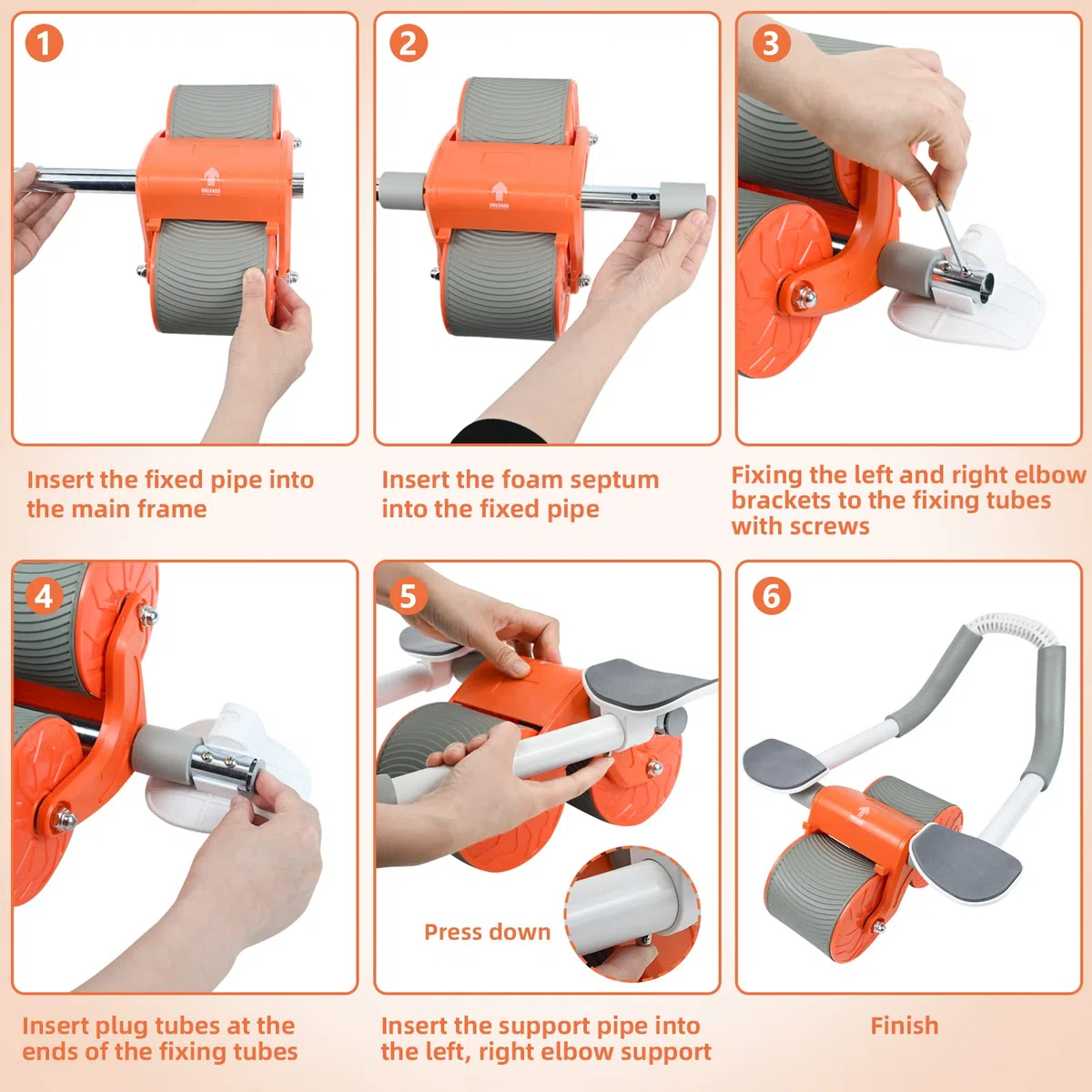 FORMIZON Roue roller abdominal pour entraînement de force, support de coudes inclus