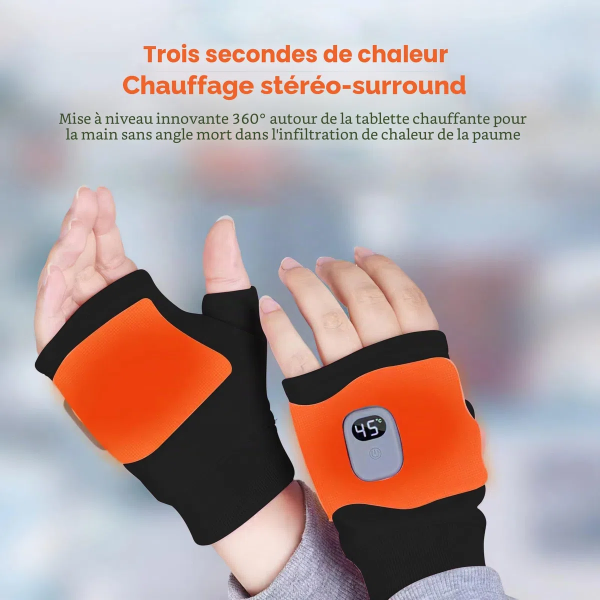 Gants chauffants à 3 niveaux rechargeables, gants chauffants USB, mitaines chauffantes, gants de travail sans doigts, gants chauffants à batterie, gants chauffants cadeaux pour homme et femme