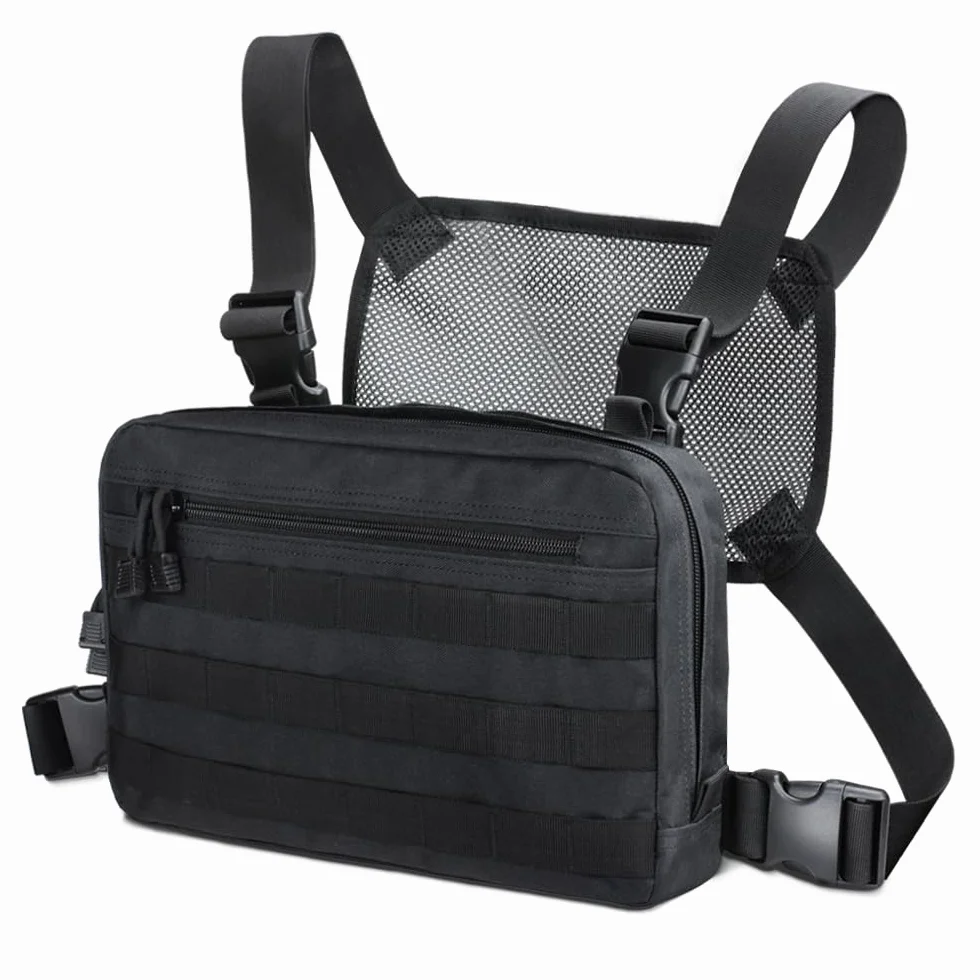 WYNEX Sac Poitrine Homme Tactique Chest Rig Sacoche de Poitrine Militaire Pochette Pectorale Tactique pour Talkie Walkie Téléphone | avec Bretelle Réglable