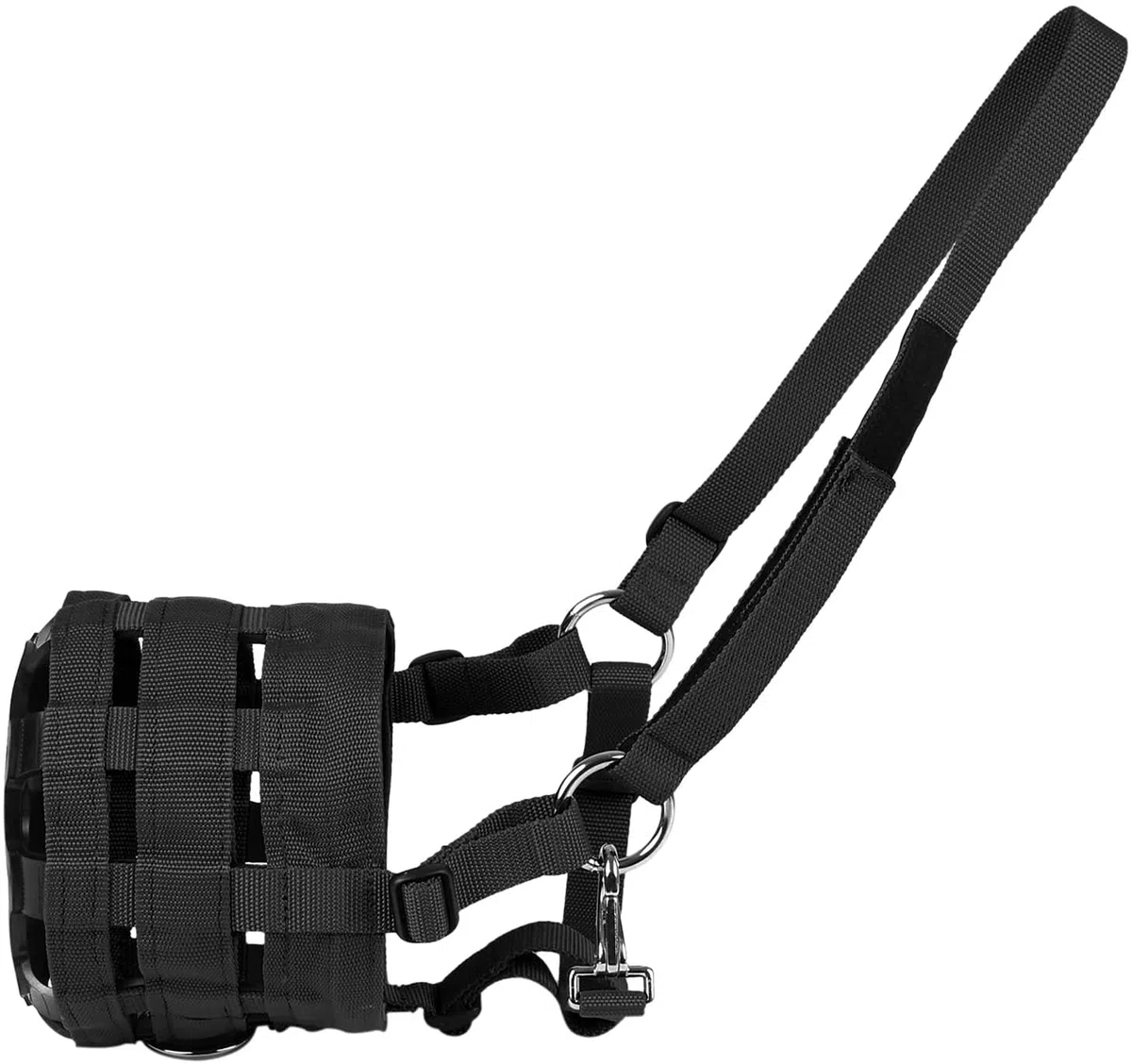 Namvo Muselière pour cheval en nylon avec licol Noir
