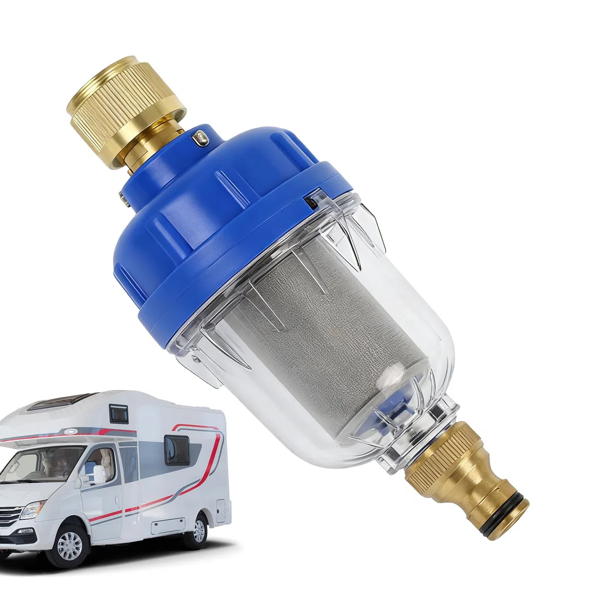 Filtre à eau pour camping-car, purificateur de robinet compact – Accessoire modifié pour réservoir d'eau | Pour remorque de voyage, caravane, jardin, cour, balcon, terrasse, pelouse