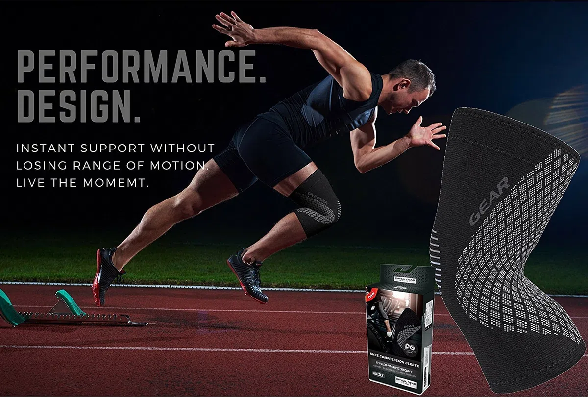 Physix Genouillère pour homme et femme, genouillère de qualité supérieure pour soulager la douleur du genou, arthrite, ménisque, déchirure ACL MCL, manchon de compression antidérapant pour la course à