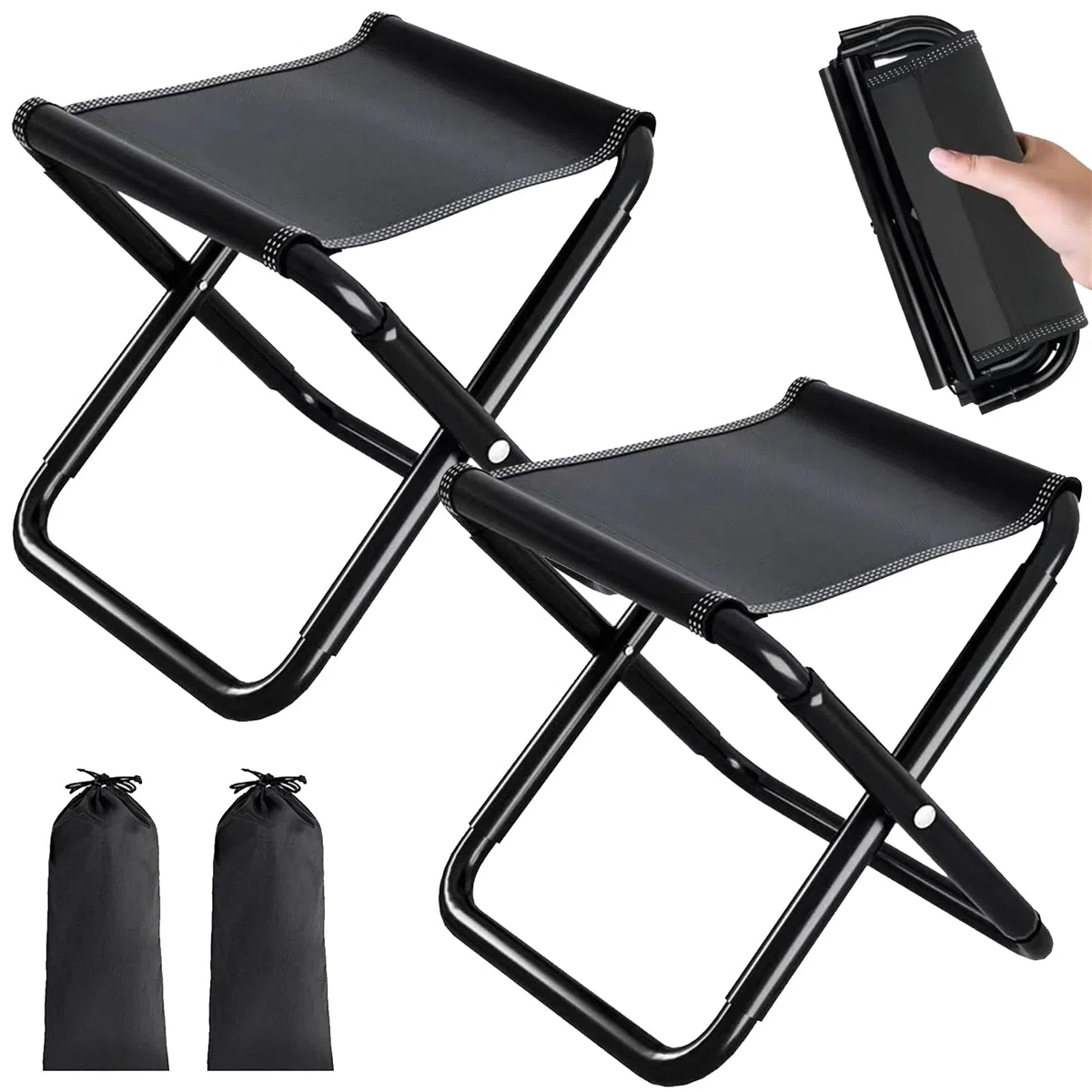 Tabouret de Camping,2 Pièces Siège de Camping Portable 30cm,Tabouret Pliable de Camping,Mini Chaise Pliante Portable,Siège de Pêche,pour Voyage,Pêche