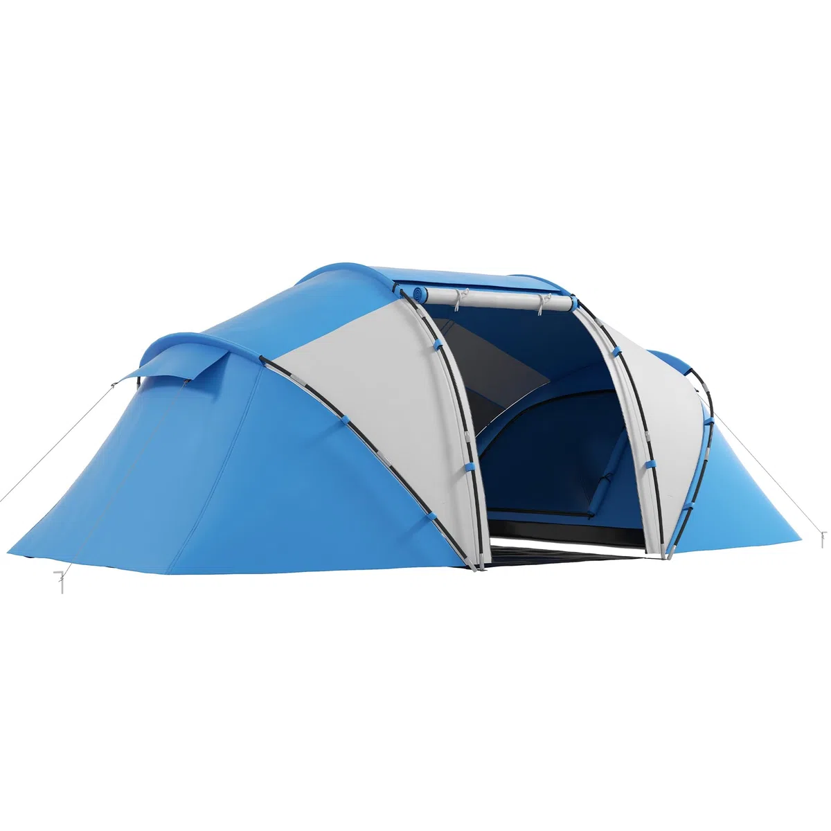 Outsunny Tente de Camping familiale 4 Personnes Tente dôme étanche légère, ventilée 2 cabines fenêtre Grande Porte Facile à Monter 4,3L x 2,4l x 1,7H m