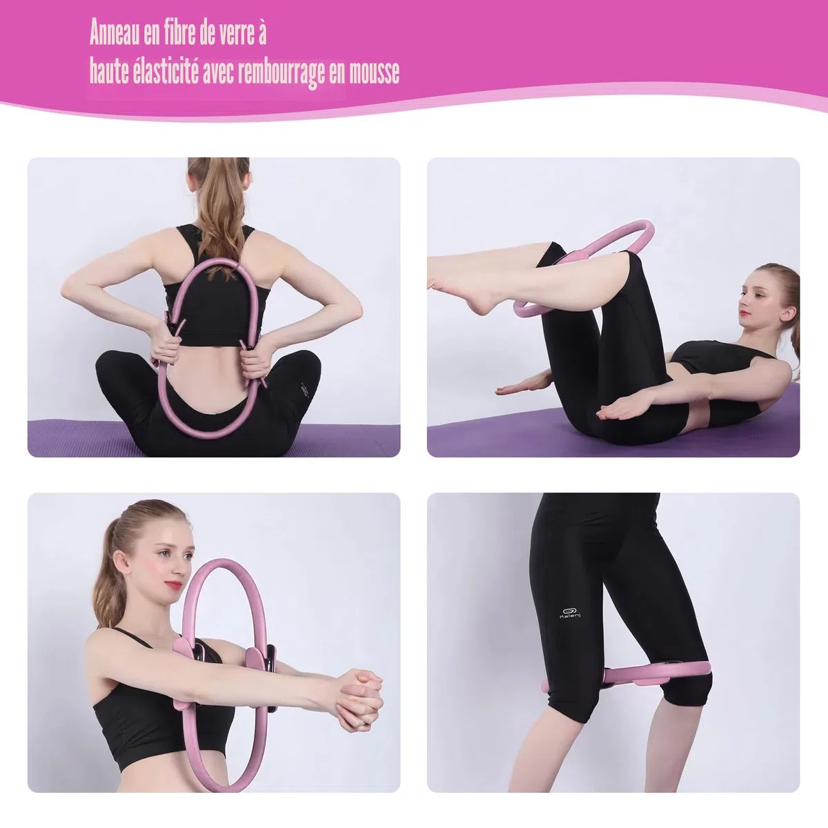 Lot de 18 Anneaux de Pilates avec Anneau de Pilates, Balle de Yoga, Bande de Fitness, Anneau de Tension, Anneau de Massage, Convient aux appareils de Fitness à Domicile