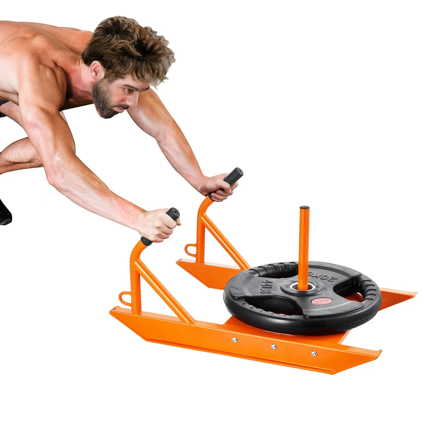 VEVOR Traîneau de Puissance Fitness Poussée et Traction, Traineau de Résistance avec Poignée, Équipement d'Entraînement de Force, Vitesse et Explosivité, en Acier, Convient aux Disques de 25 et 42 mm