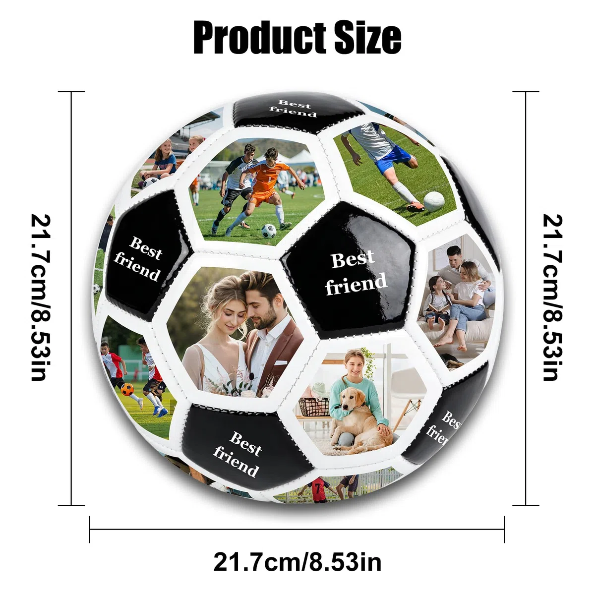 Générique Ballon de Foot Personnalisé avec Photo et Nom, Ballon de Football Taille 5 en PU, pour Fan, Enfant et Papa
